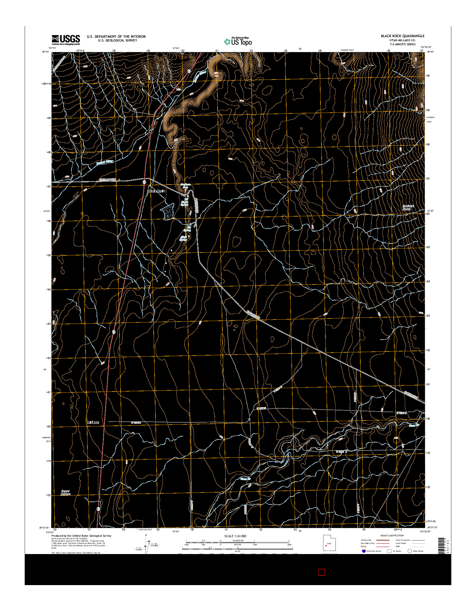 USGS US TOPO 7.5-MINUTE MAP FOR BLACK ROCK, UT 2014