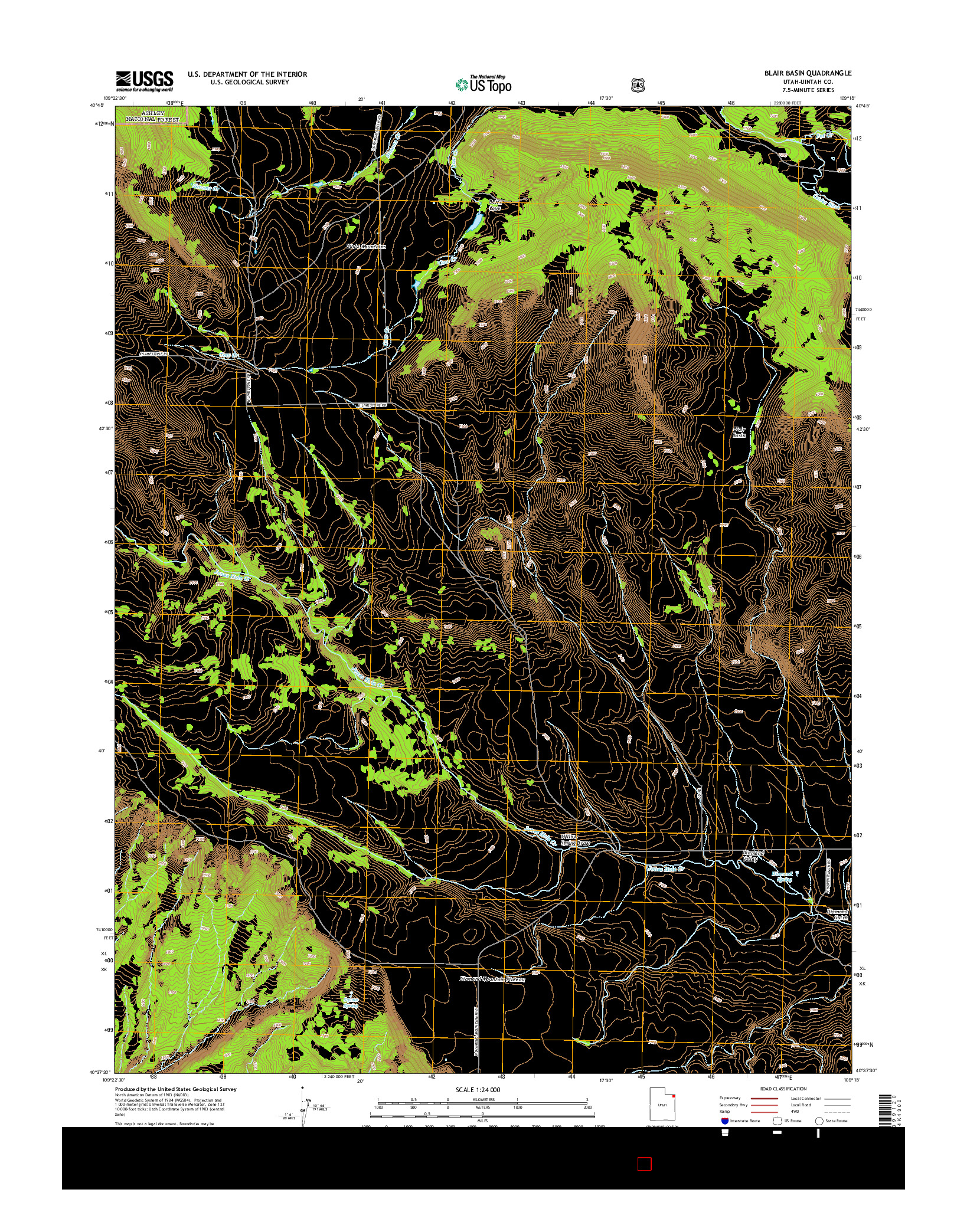 USGS US TOPO 7.5-MINUTE MAP FOR BLAIR BASIN, UT 2014