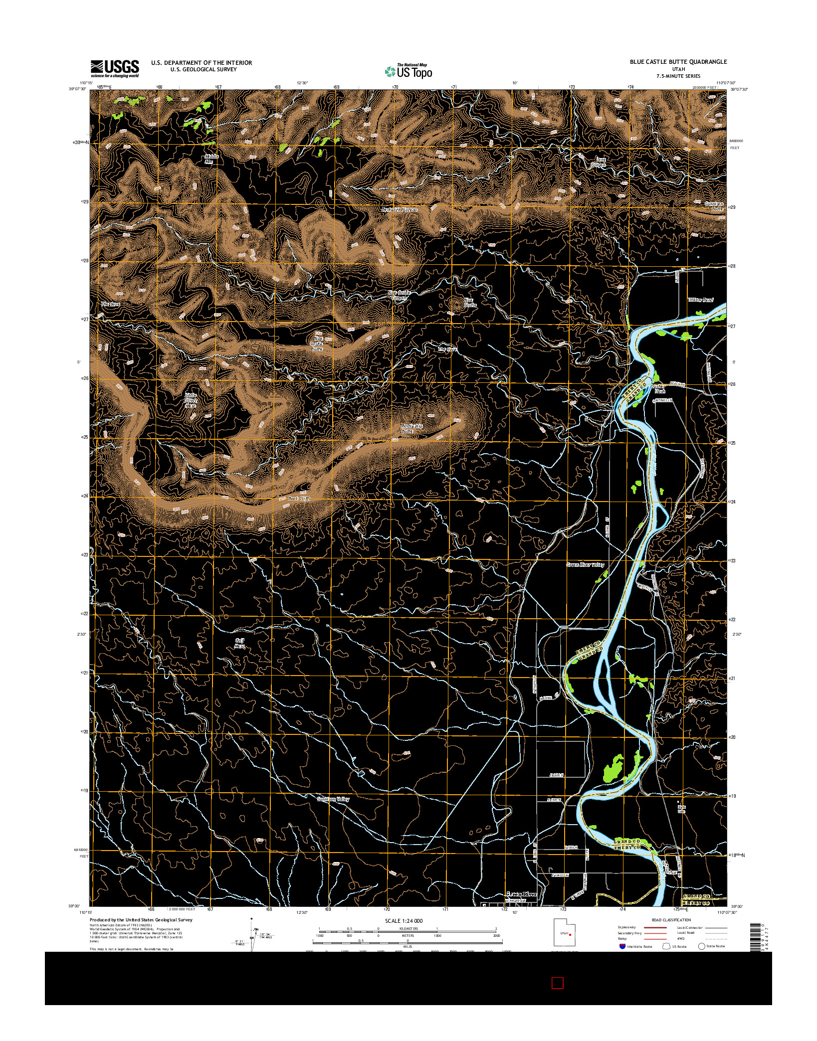 USGS US TOPO 7.5-MINUTE MAP FOR BLUE CASTLE BUTTE, UT 2014