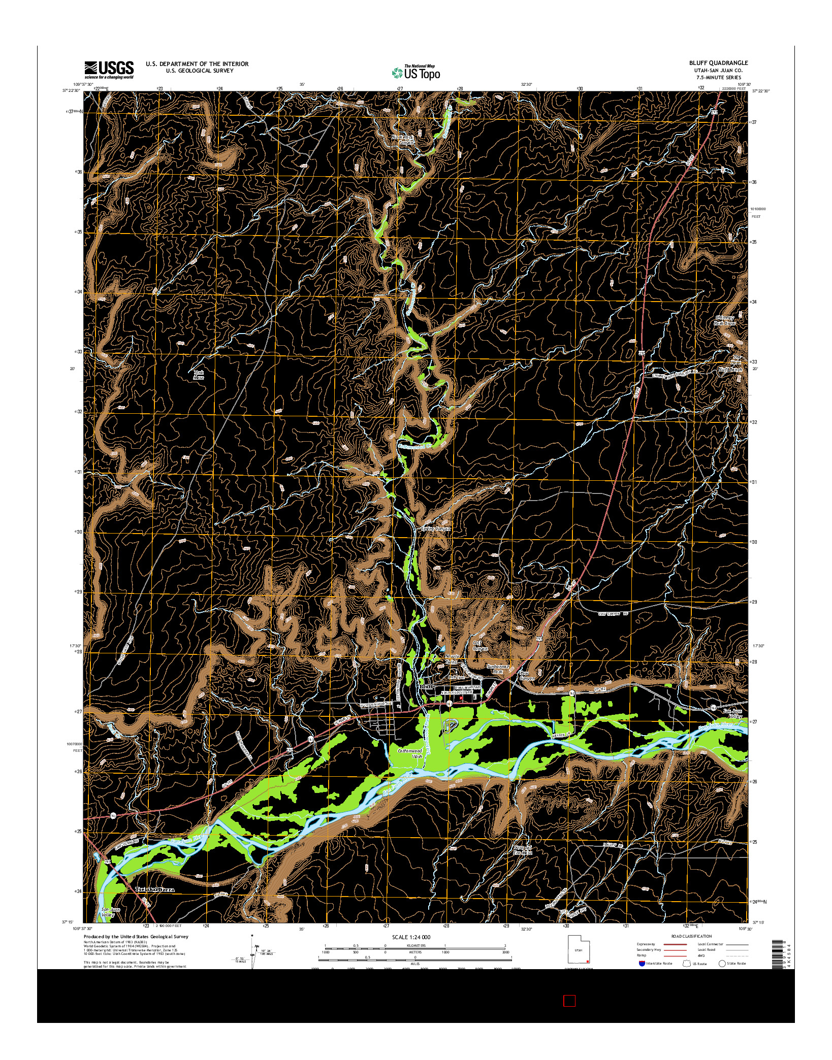 USGS US TOPO 7.5-MINUTE MAP FOR BLUFF, UT 2014