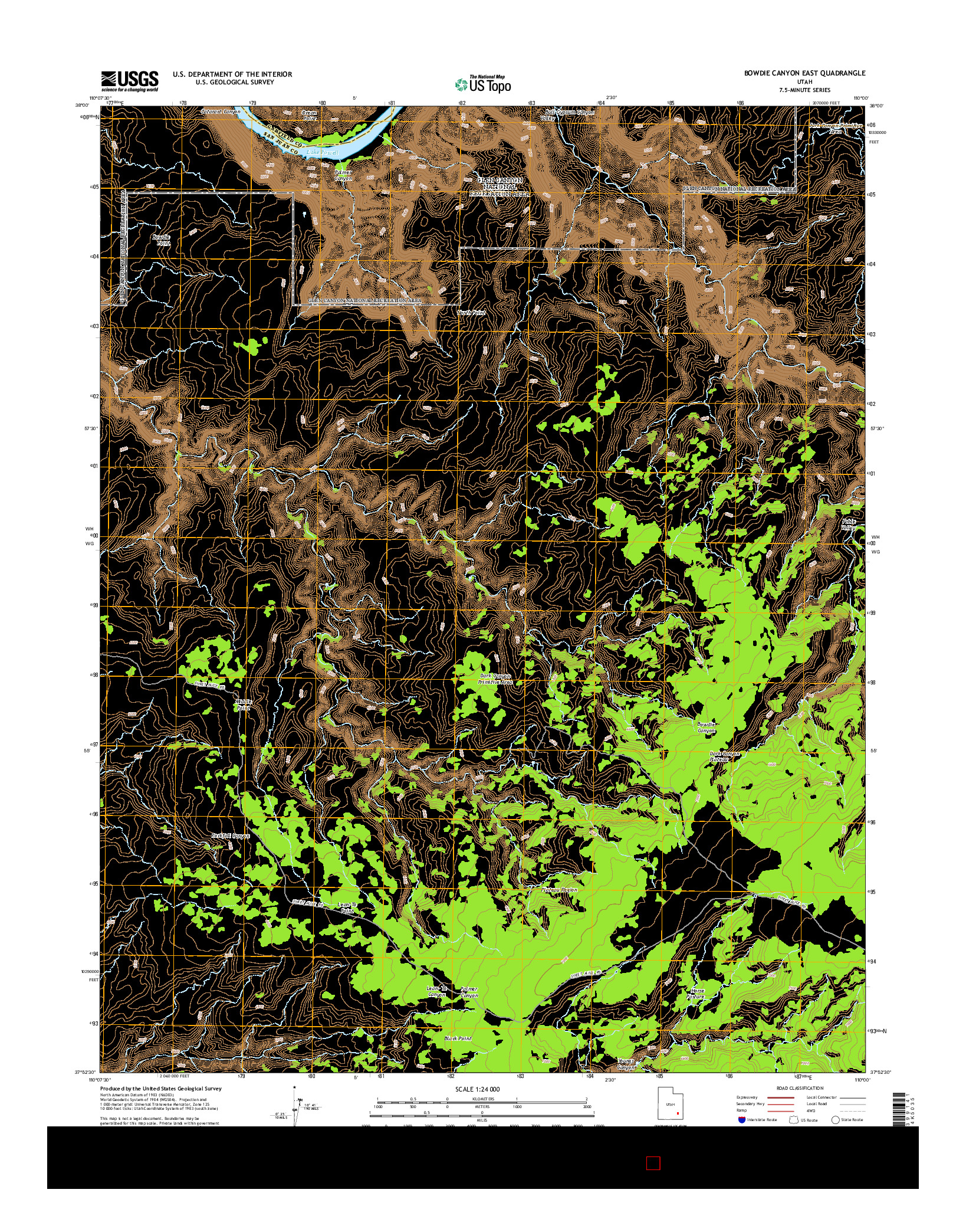 USGS US TOPO 7.5-MINUTE MAP FOR BOWDIE CANYON EAST, UT 2014