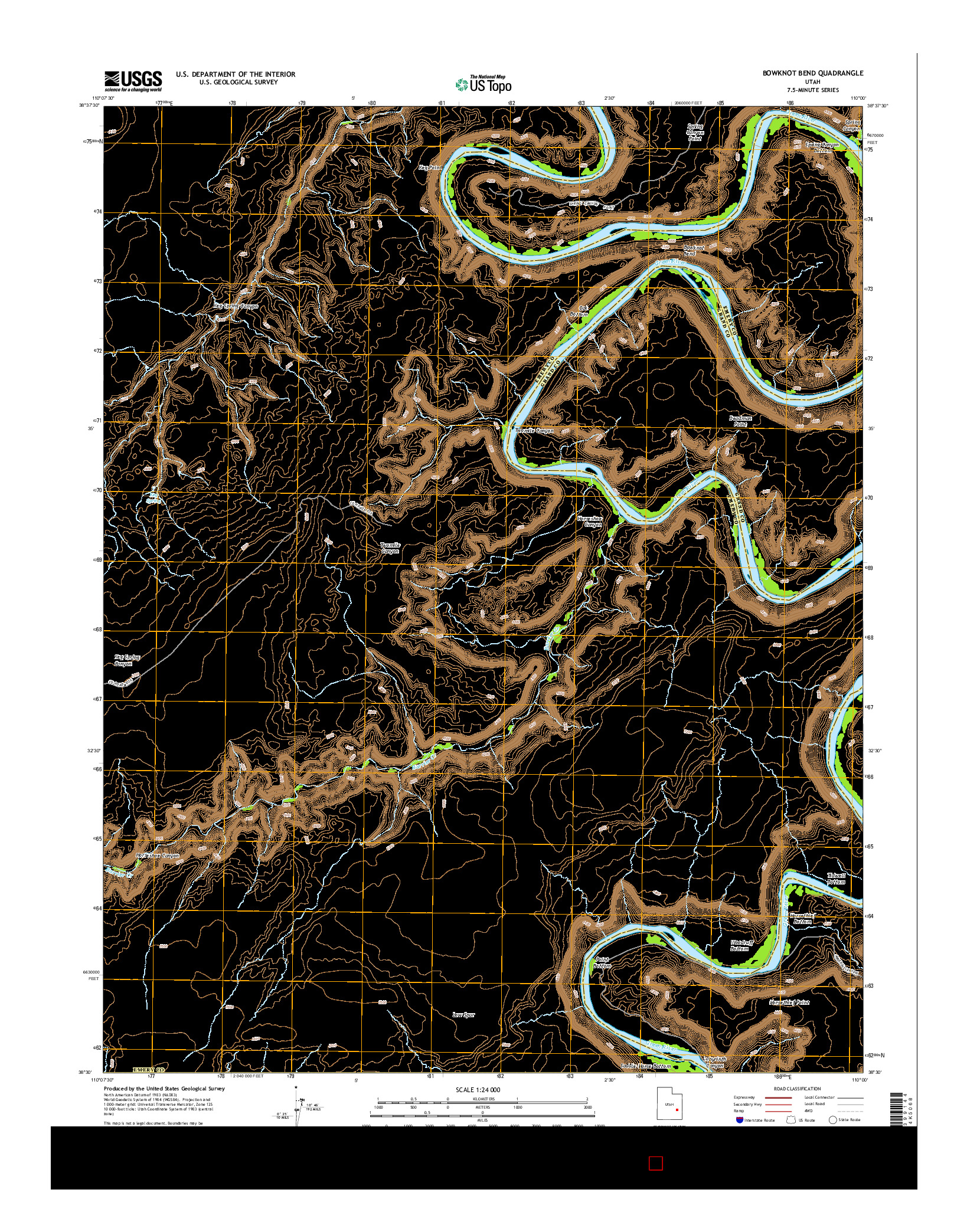 USGS US TOPO 7.5-MINUTE MAP FOR BOWKNOT BEND, UT 2014