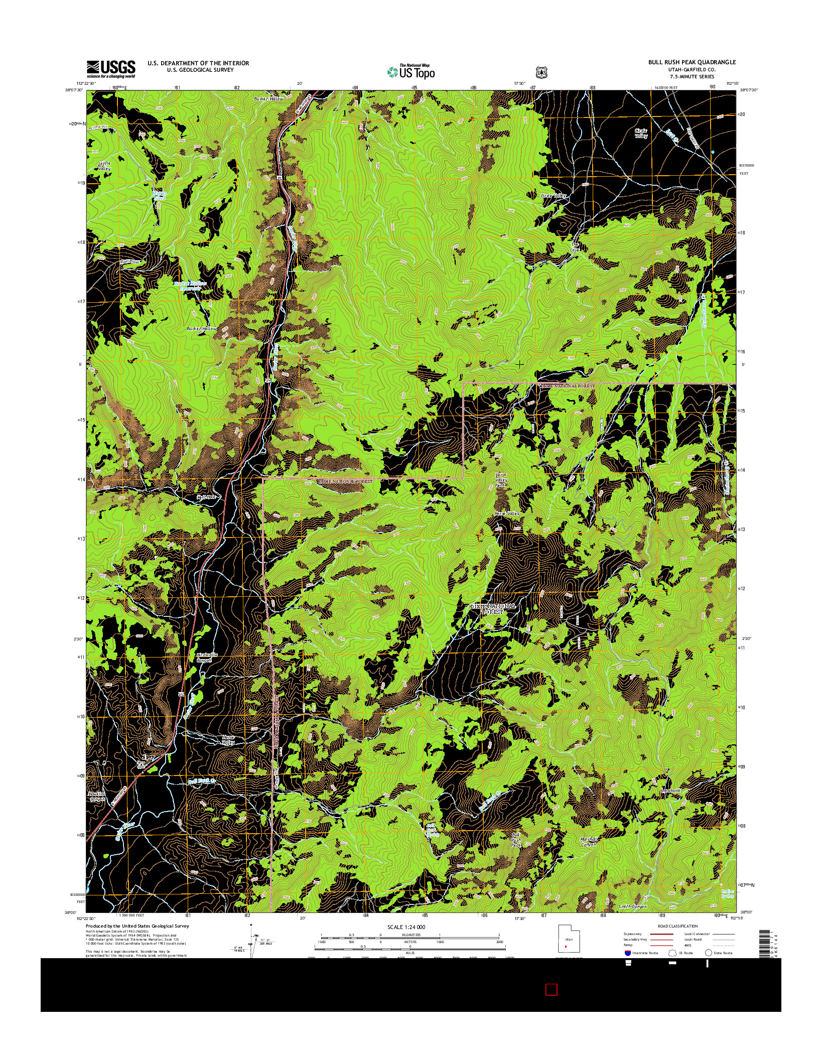 USGS US TOPO 7.5-MINUTE MAP FOR BULL RUSH PEAK, UT 2014