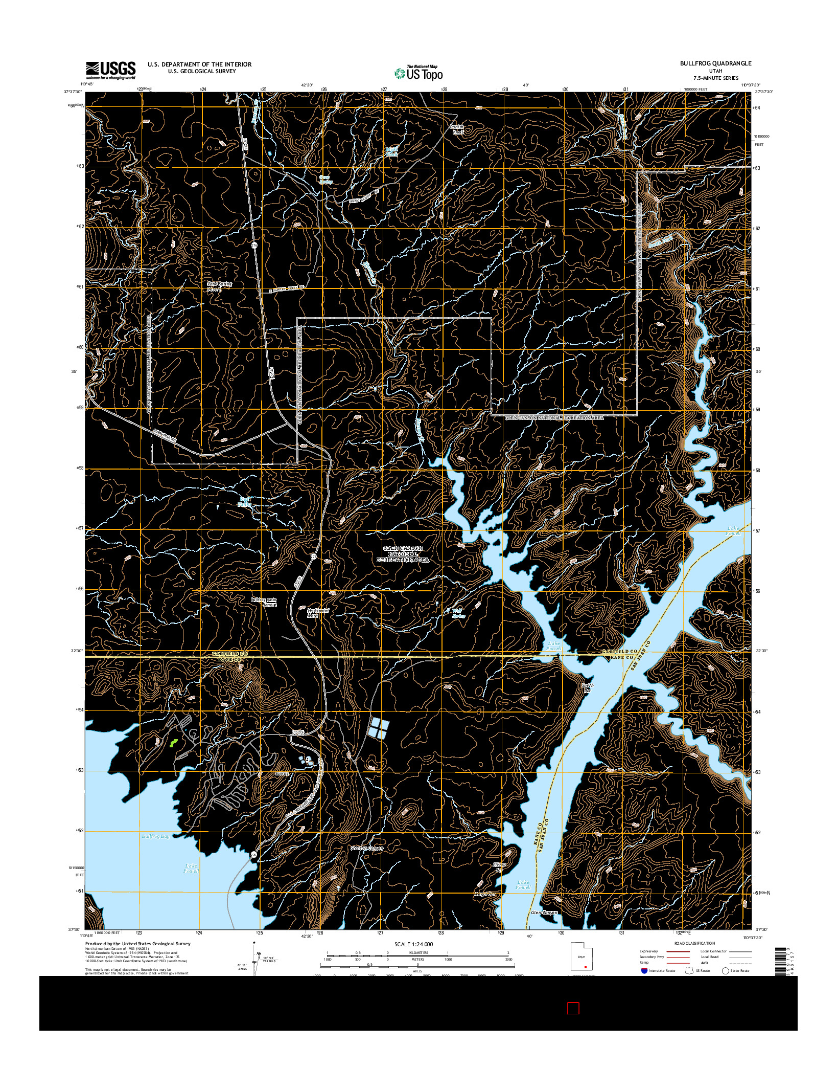 USGS US TOPO 7.5-MINUTE MAP FOR BULLFROG, UT 2014