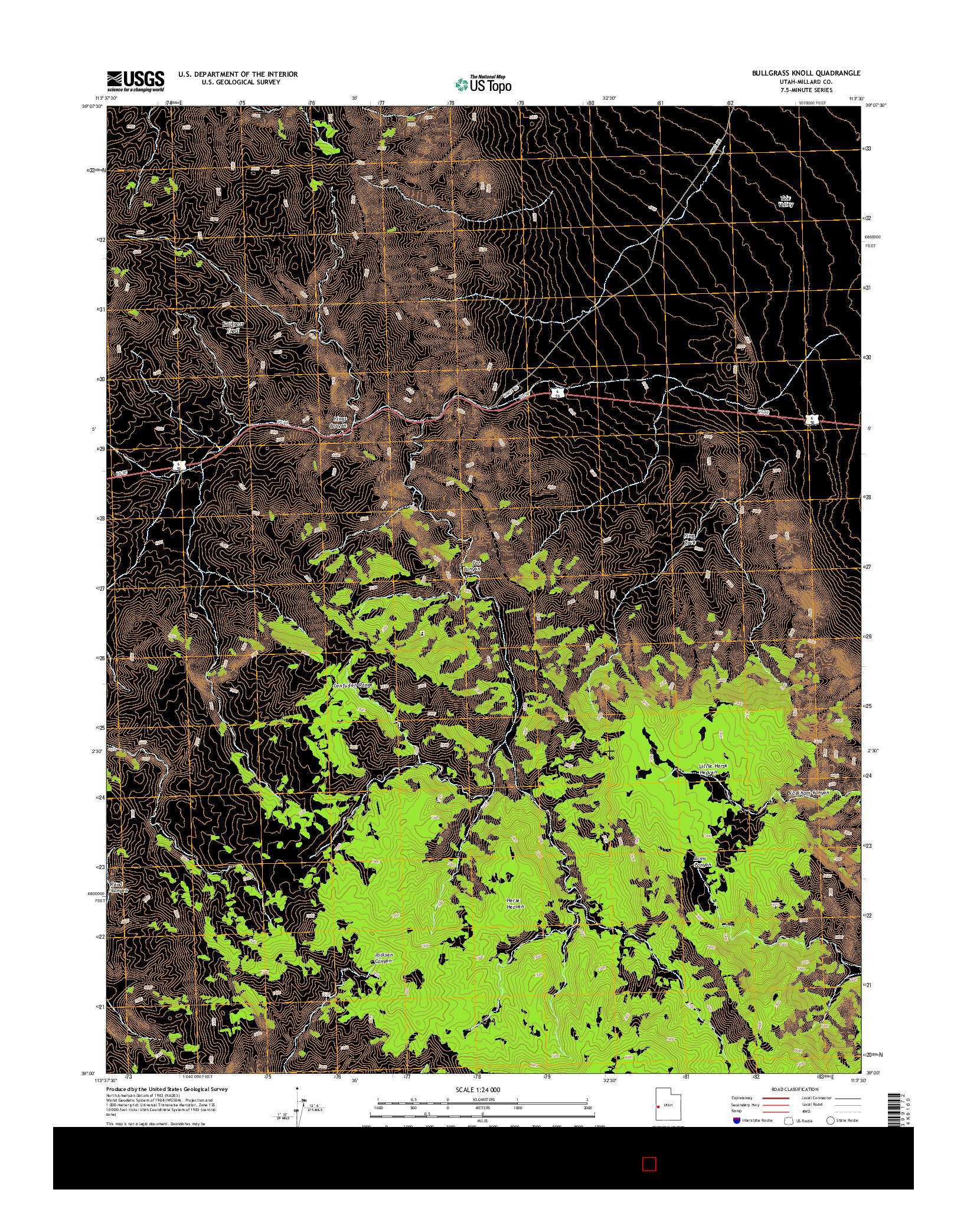 USGS US TOPO 7.5-MINUTE MAP FOR BULLGRASS KNOLL, UT 2014