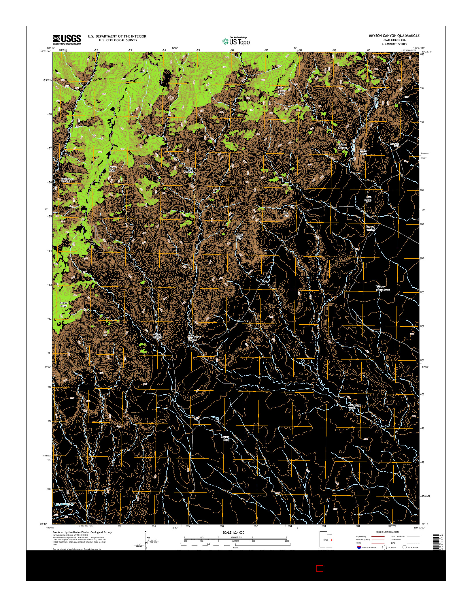 USGS US TOPO 7.5-MINUTE MAP FOR BRYSON CANYON, UT 2014