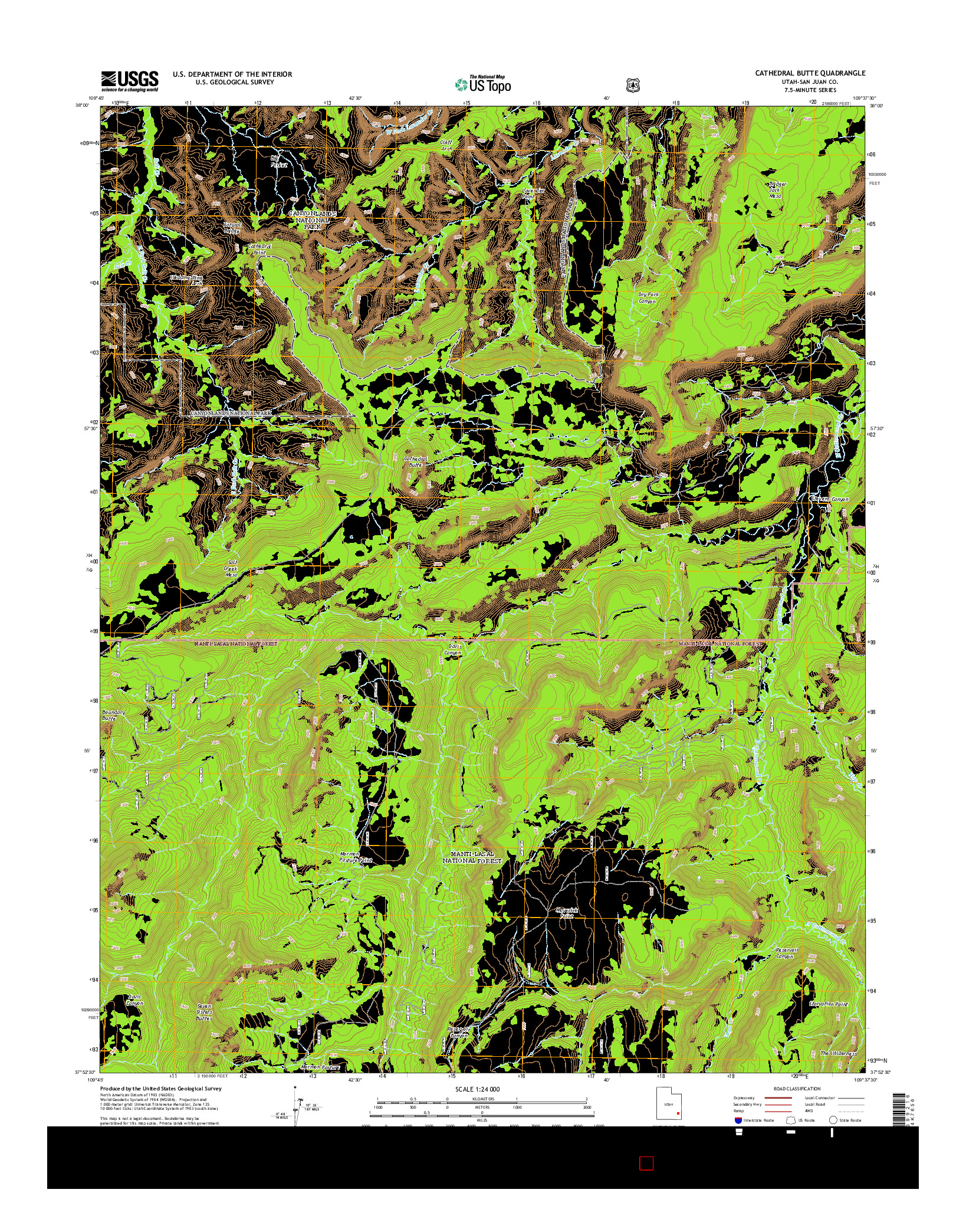 USGS US TOPO 7.5-MINUTE MAP FOR CATHEDRAL BUTTE, UT 2014