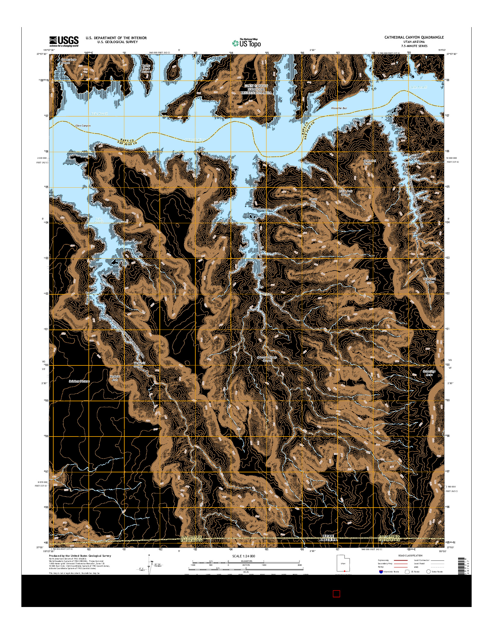 USGS US TOPO 7.5-MINUTE MAP FOR CATHEDRAL CANYON, UT-AZ 2014