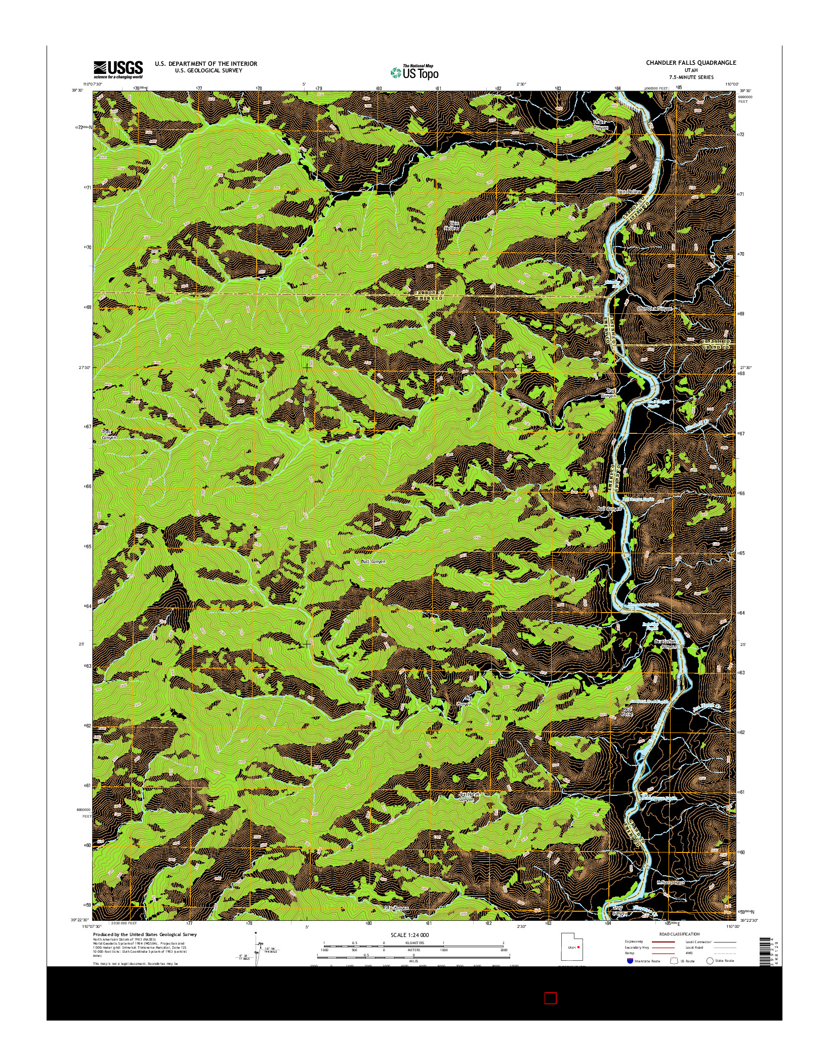 USGS US TOPO 7.5-MINUTE MAP FOR CHANDLER FALLS, UT 2014