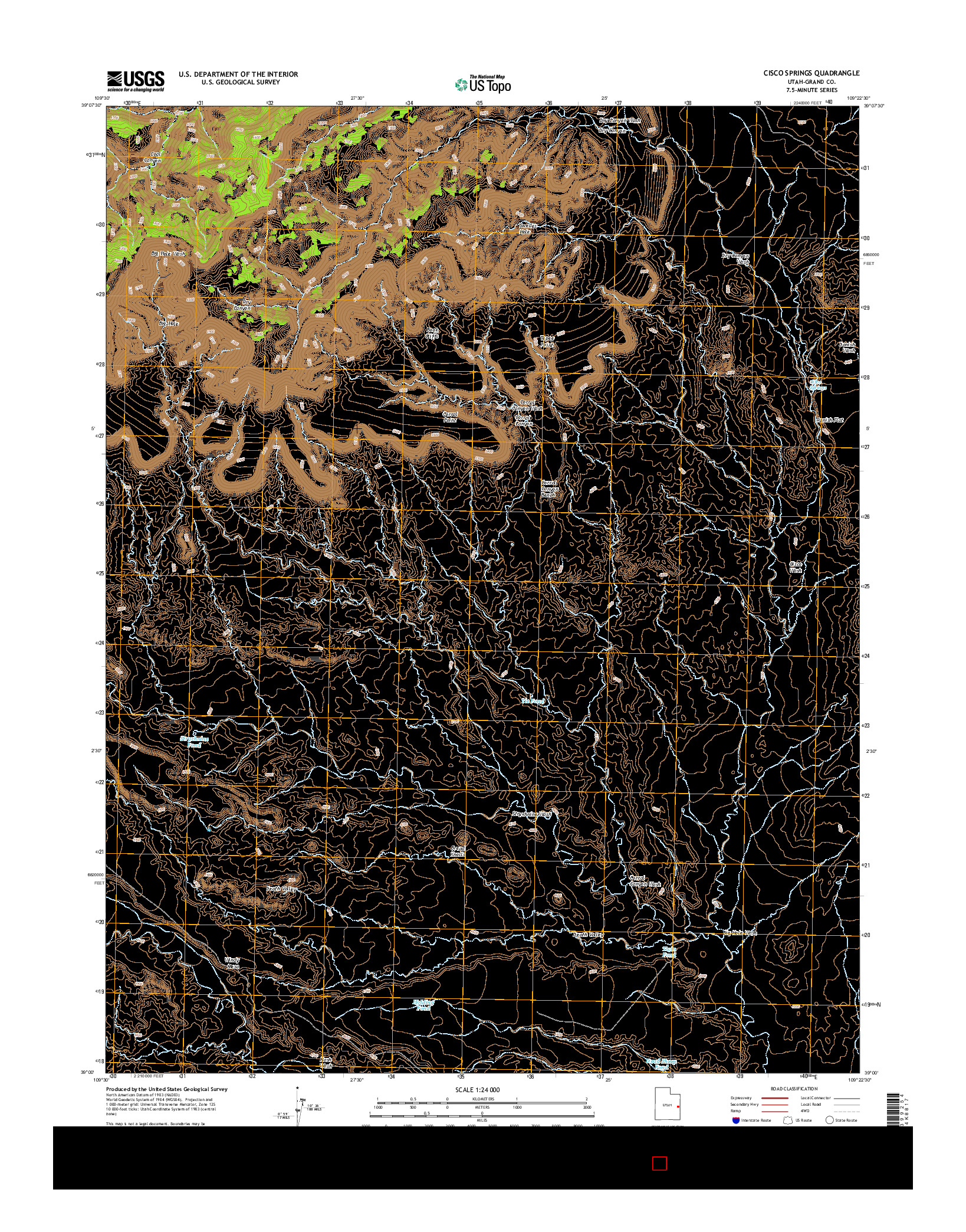 USGS US TOPO 7.5-MINUTE MAP FOR CISCO SPRINGS, UT 2014