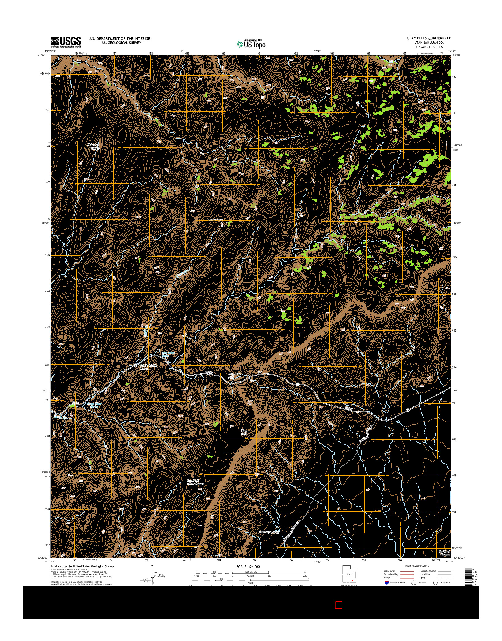 USGS US TOPO 7.5-MINUTE MAP FOR CLAY HILLS, UT 2014