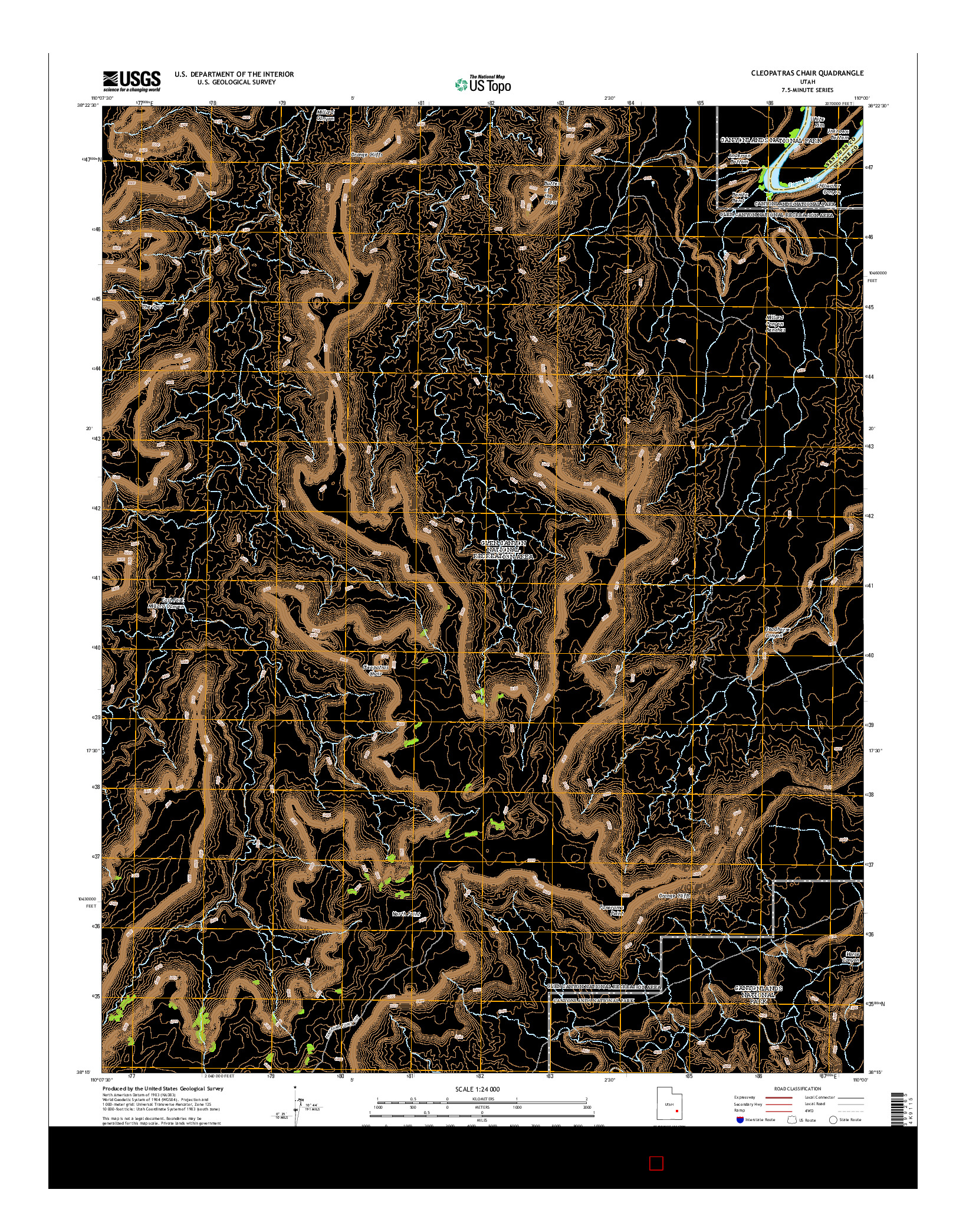 USGS US TOPO 7.5-MINUTE MAP FOR CLEOPATRAS CHAIR, UT 2014