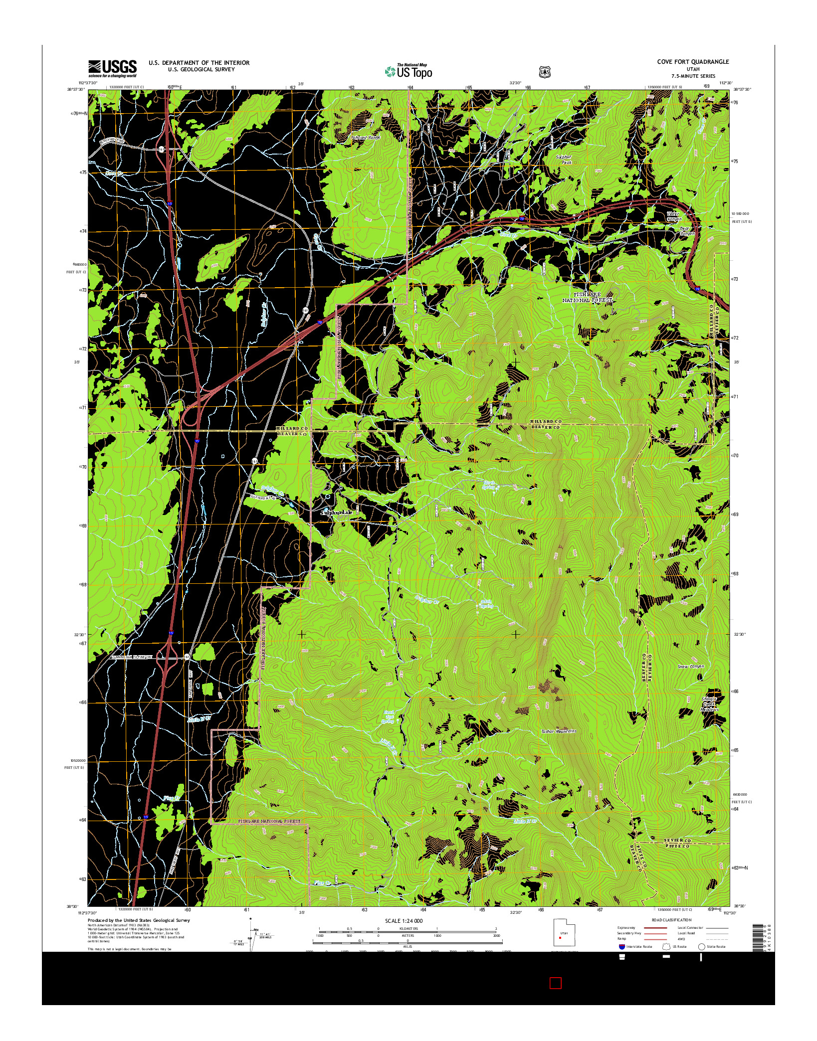 USGS US TOPO 7.5-MINUTE MAP FOR COVE FORT, UT 2014