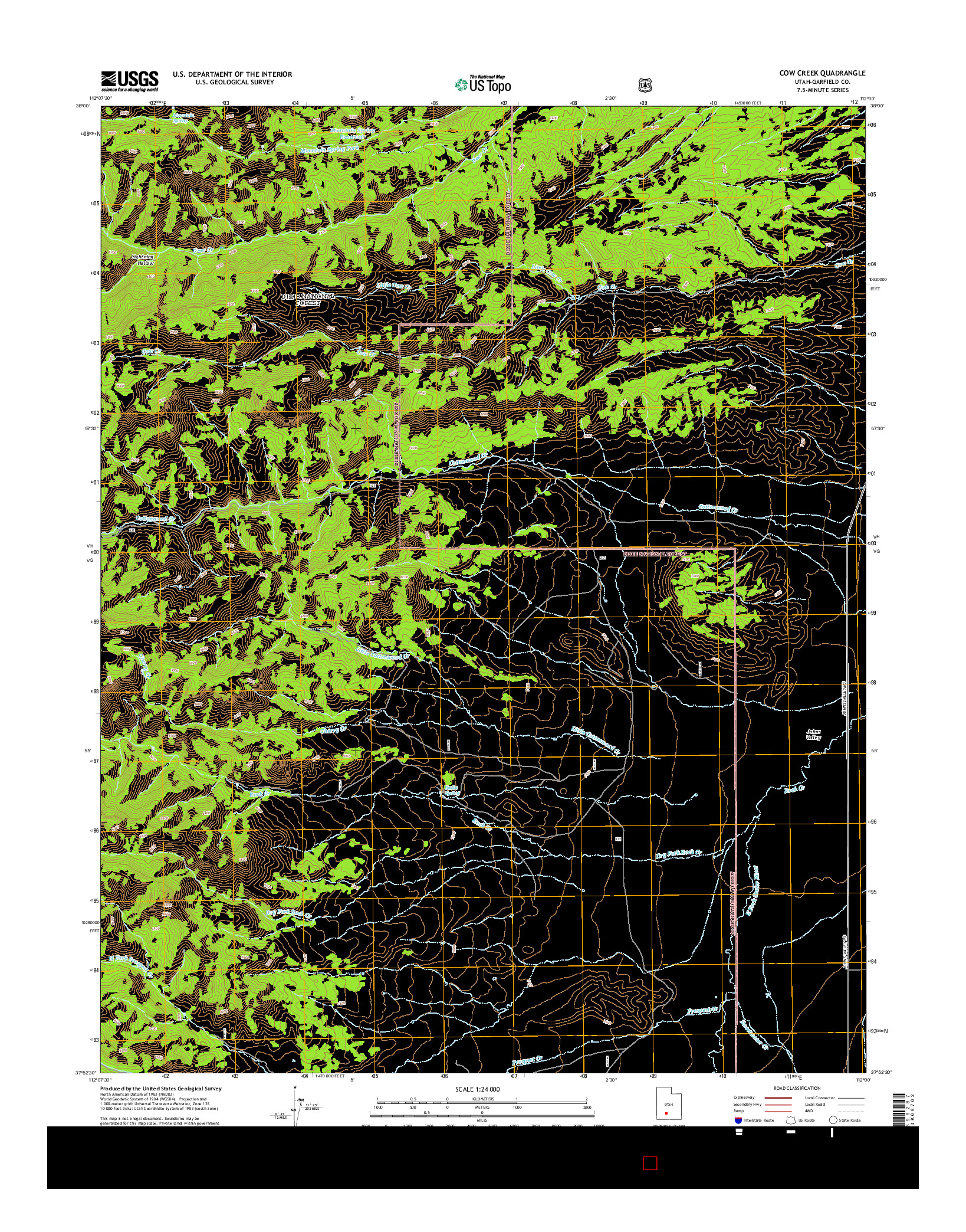 USGS US TOPO 7.5-MINUTE MAP FOR COW CREEK, UT 2014
