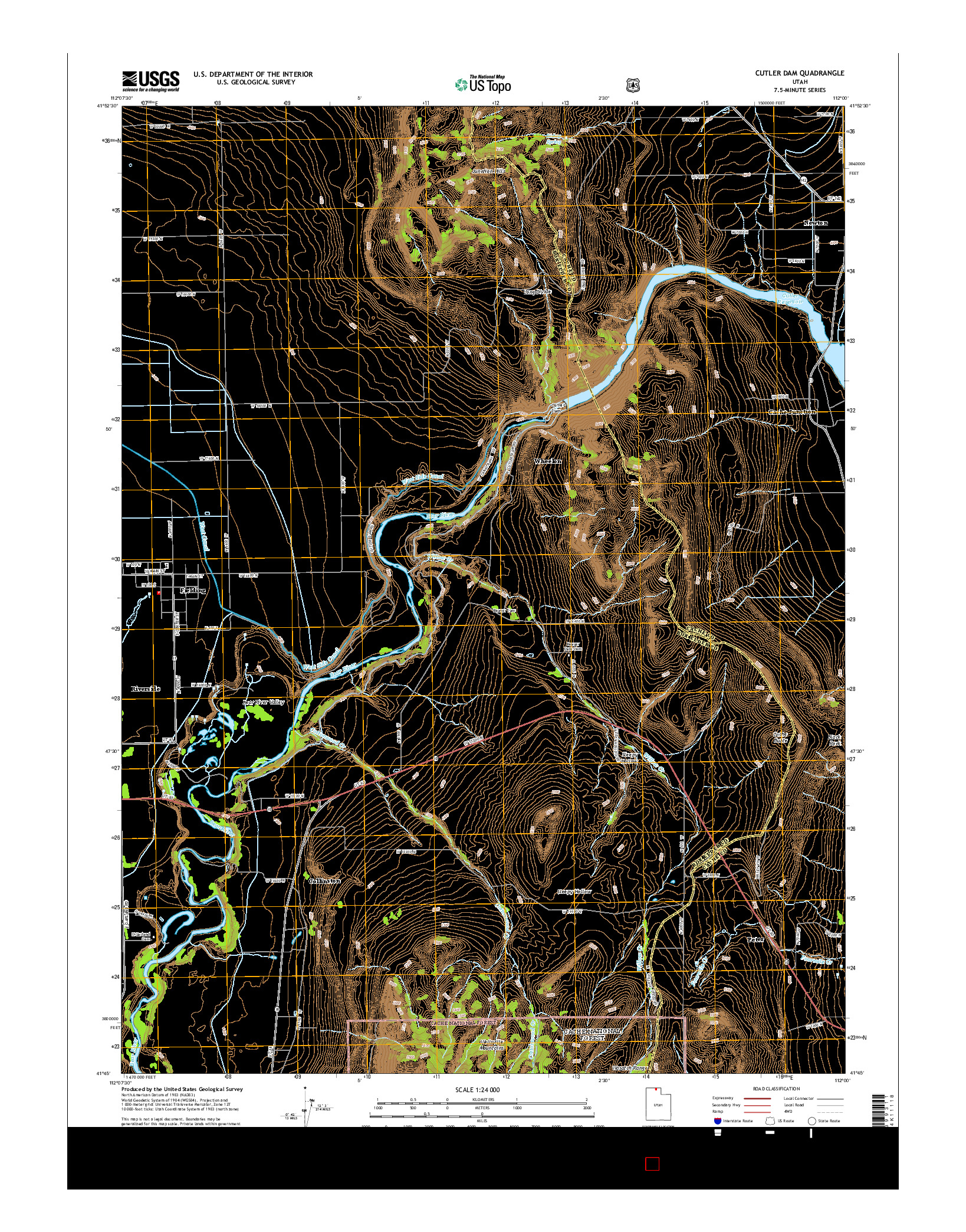 USGS US TOPO 7.5-MINUTE MAP FOR CUTLER DAM, UT 2014