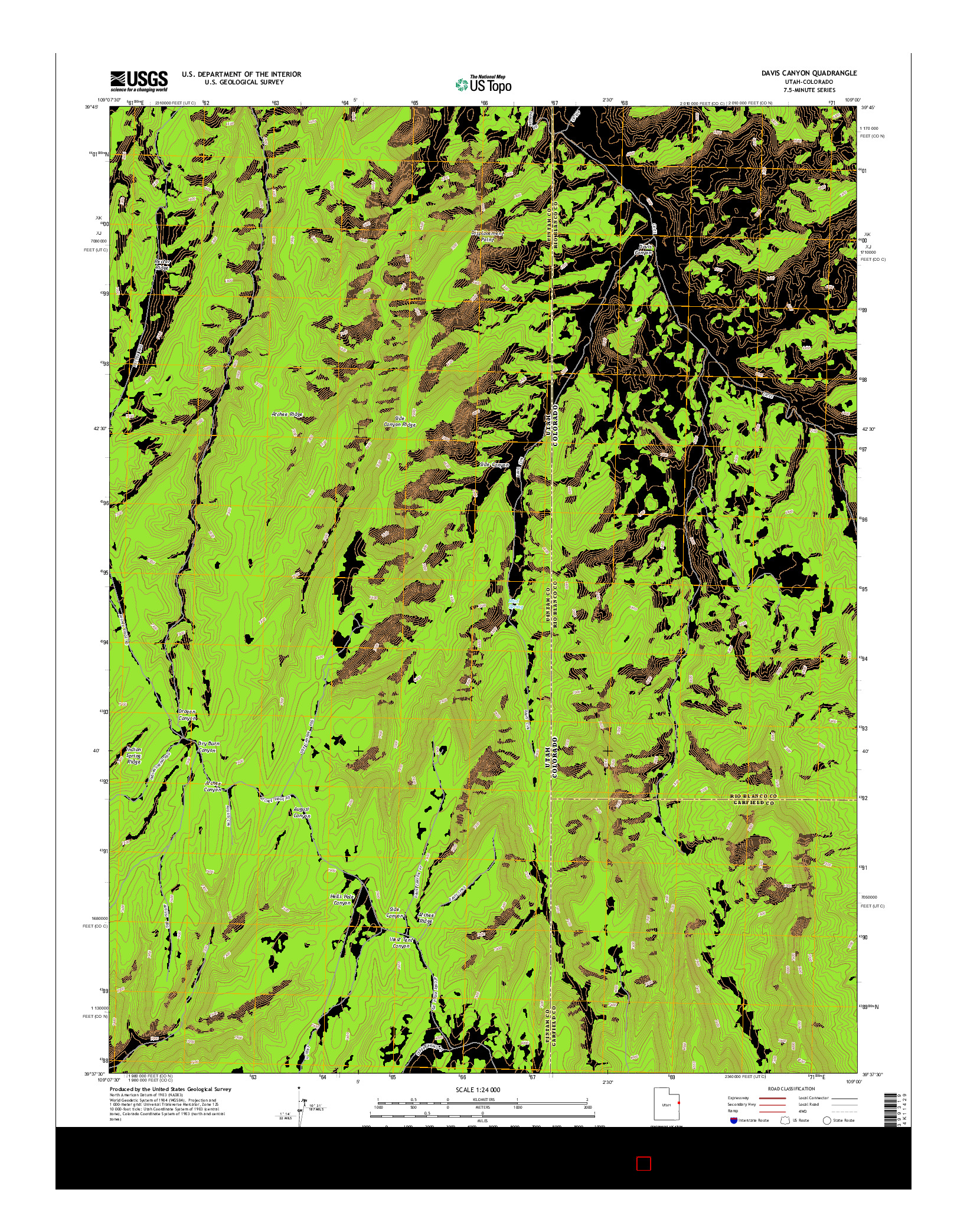 USGS US TOPO 7.5-MINUTE MAP FOR DAVIS CANYON, UT-CO 2014