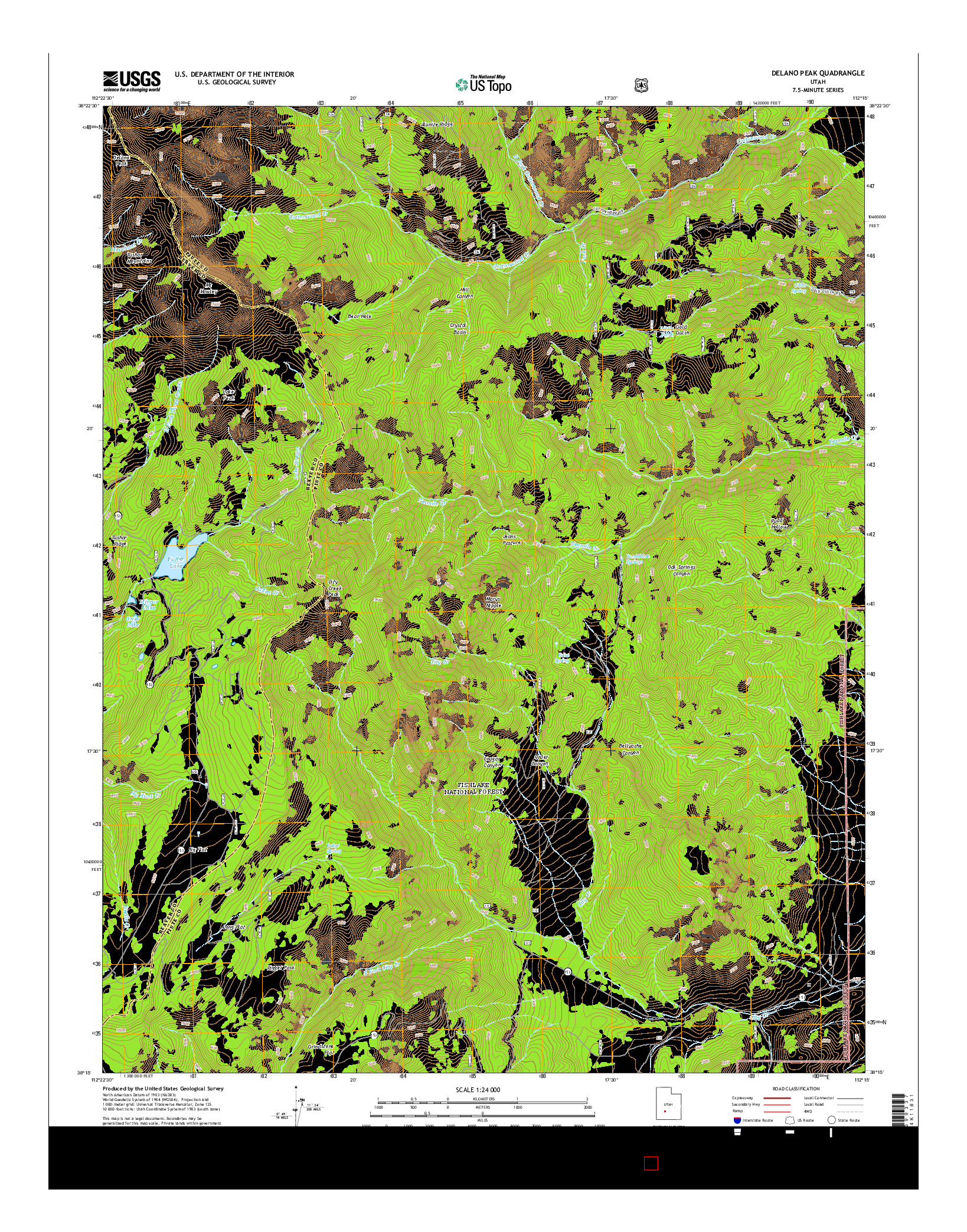 USGS US TOPO 7.5-MINUTE MAP FOR DELANO PEAK, UT 2014