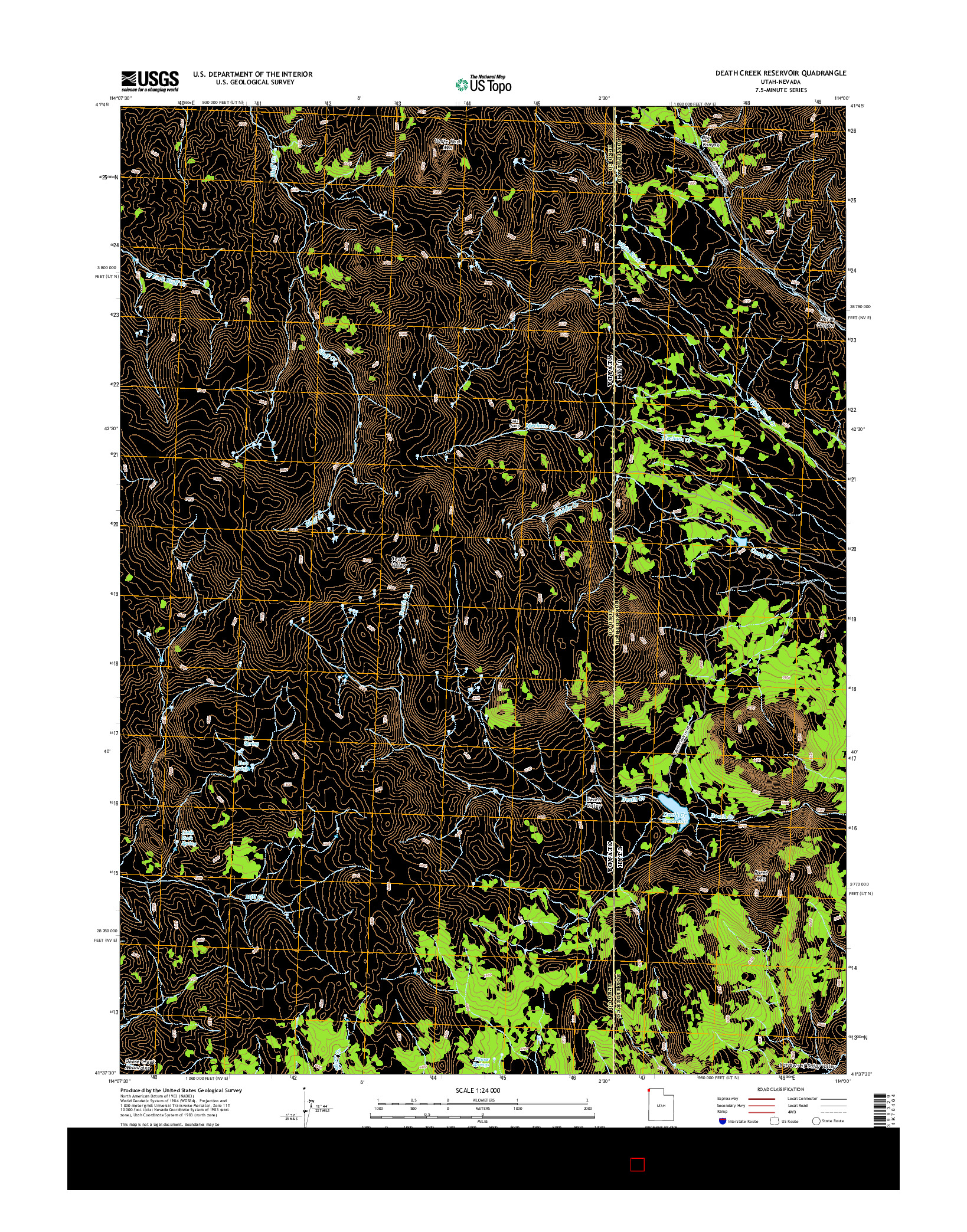 USGS US TOPO 7.5-MINUTE MAP FOR DEATH CREEK RESERVOIR, UT-NV 2014