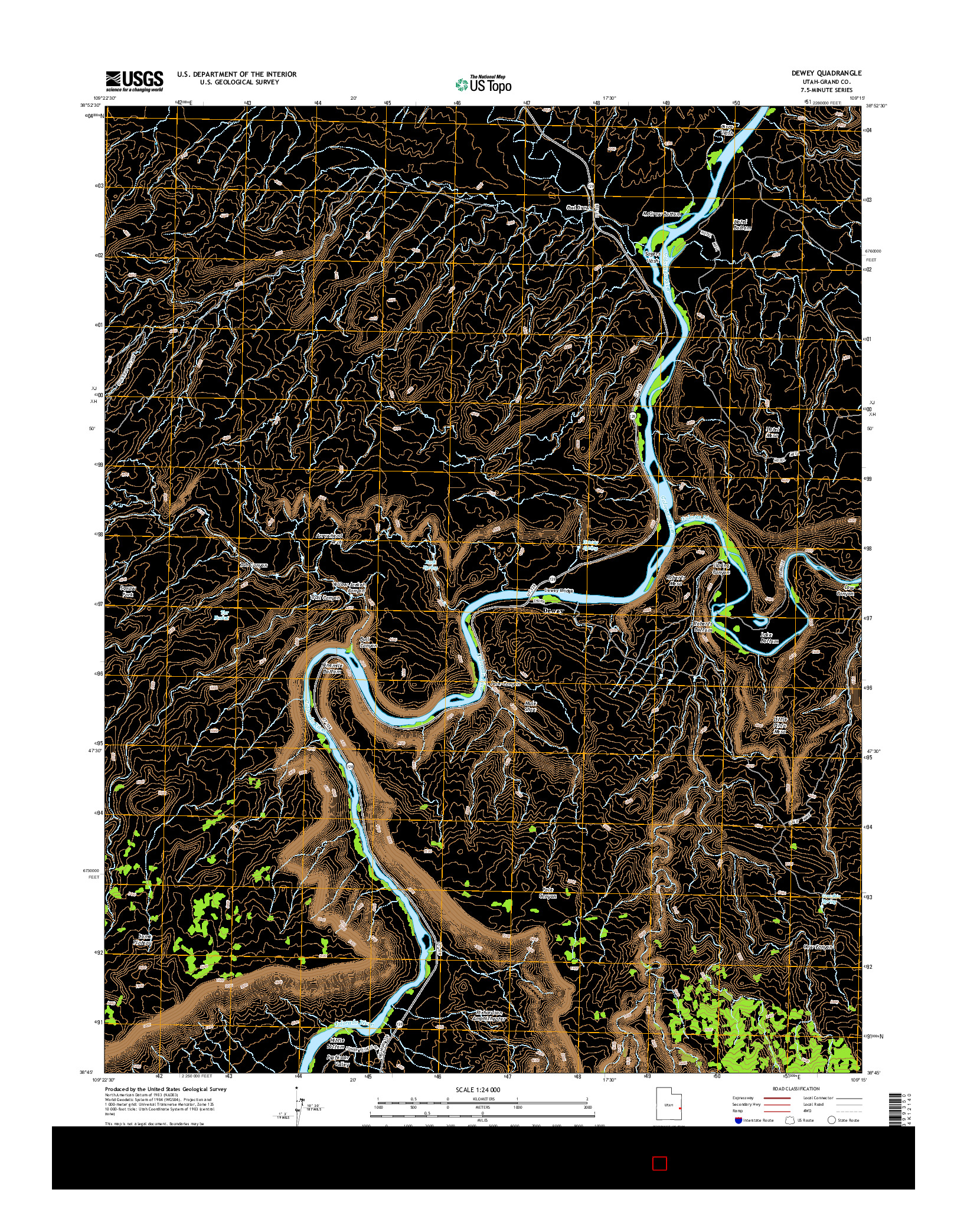 USGS US TOPO 7.5-MINUTE MAP FOR DEWEY, UT 2014
