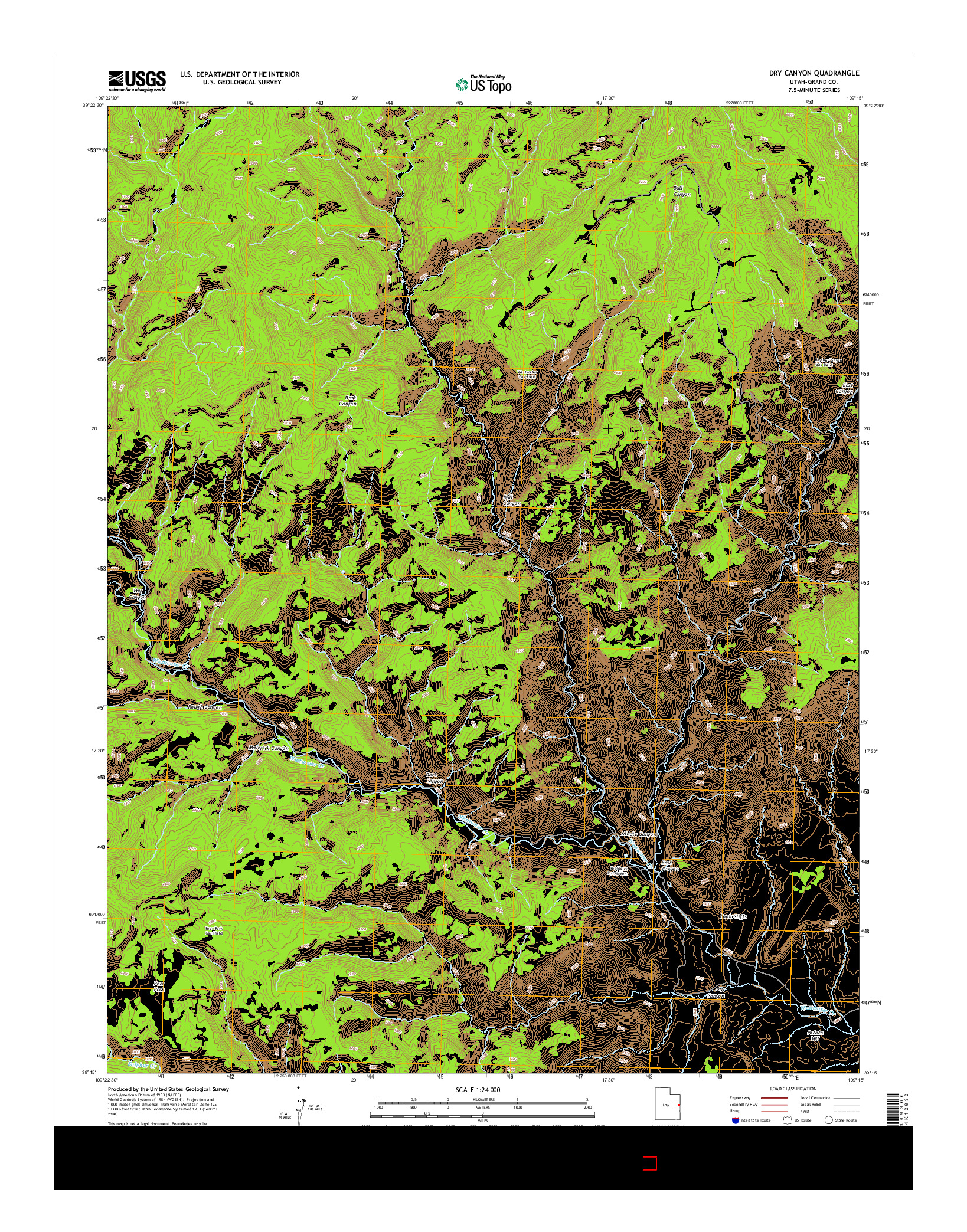 USGS US TOPO 7.5-MINUTE MAP FOR DRY CANYON, UT 2014