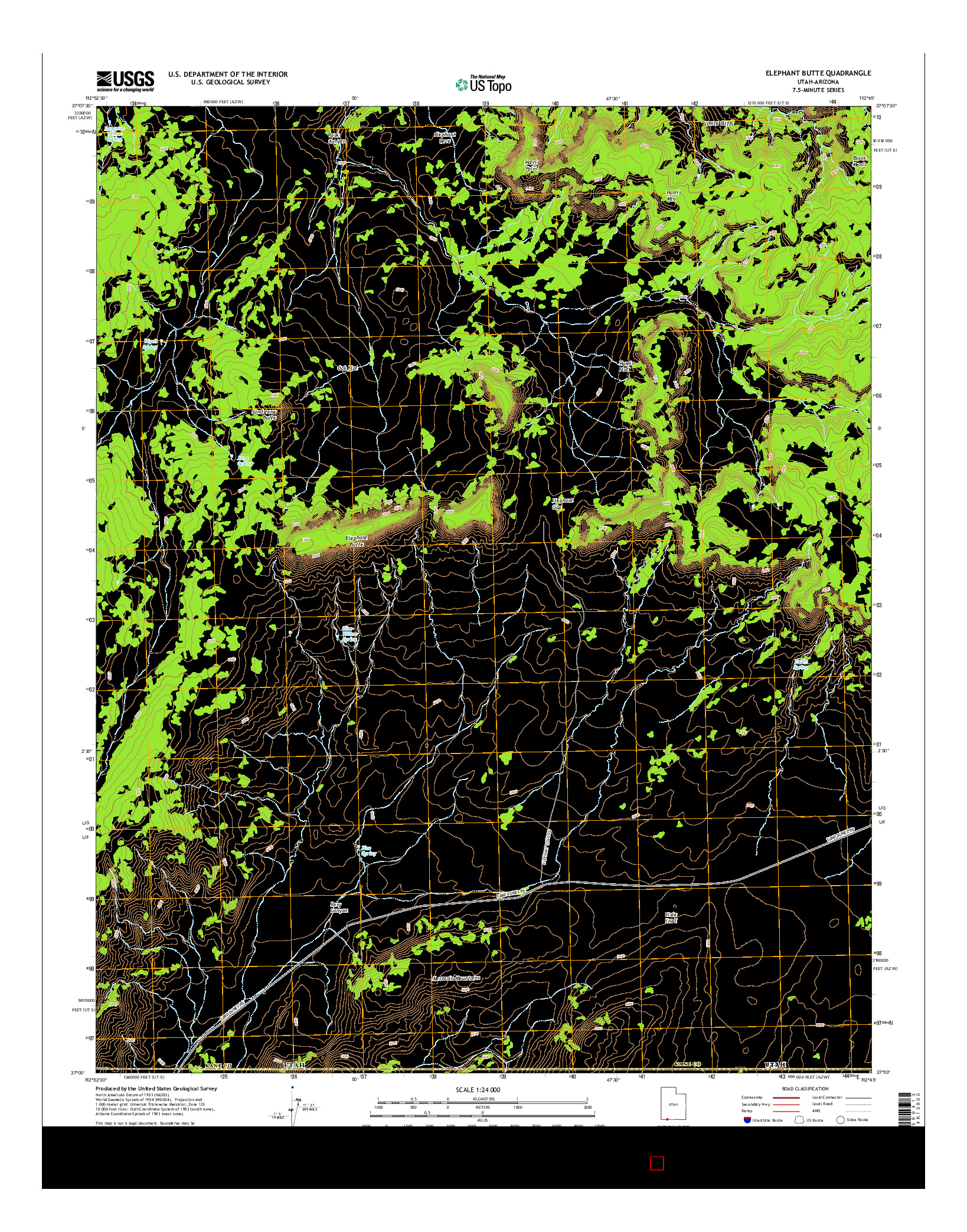 USGS US TOPO 7.5-MINUTE MAP FOR ELEPHANT BUTTE, UT-AZ 2014