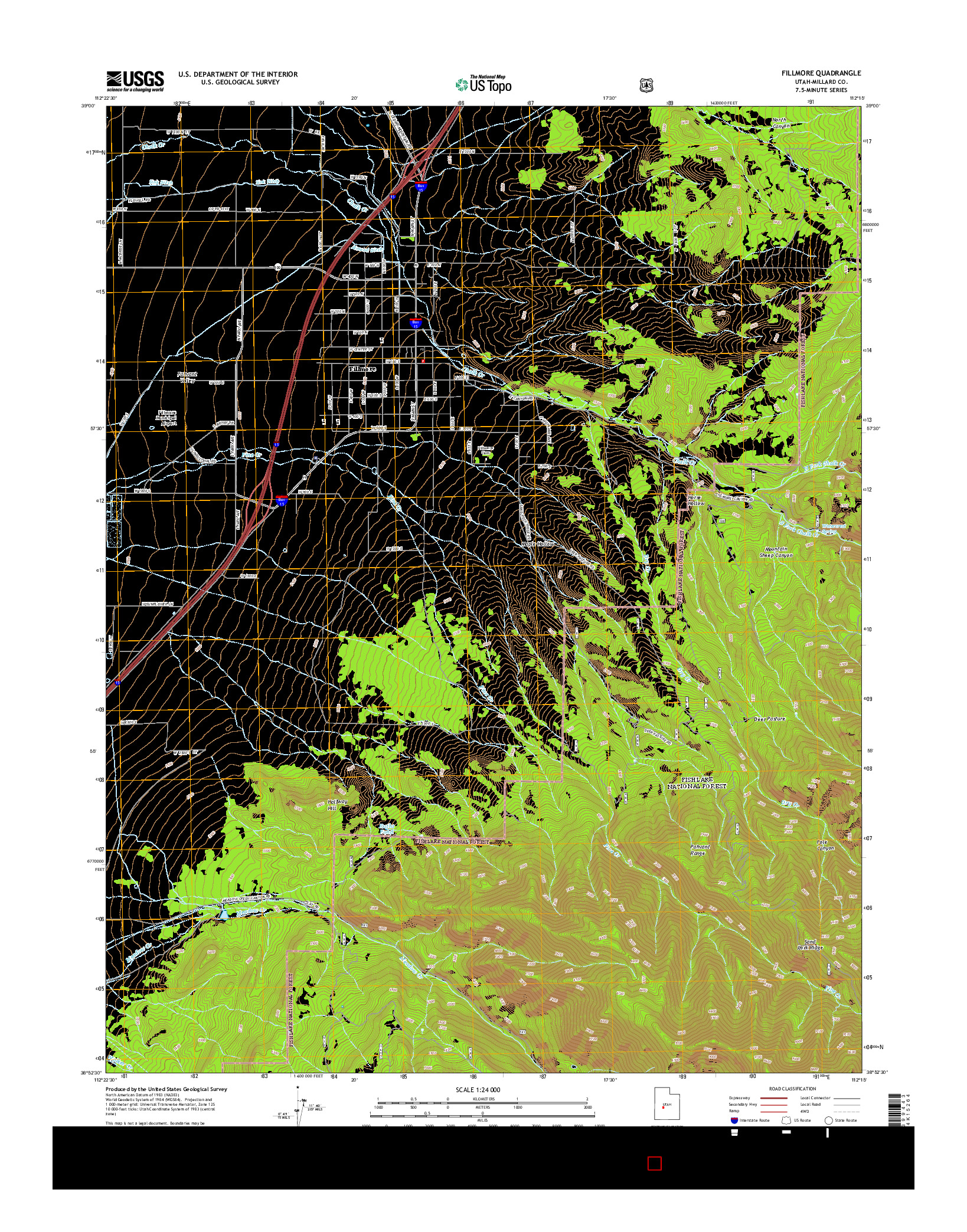 USGS US TOPO 7.5-MINUTE MAP FOR FILLMORE, UT 2014