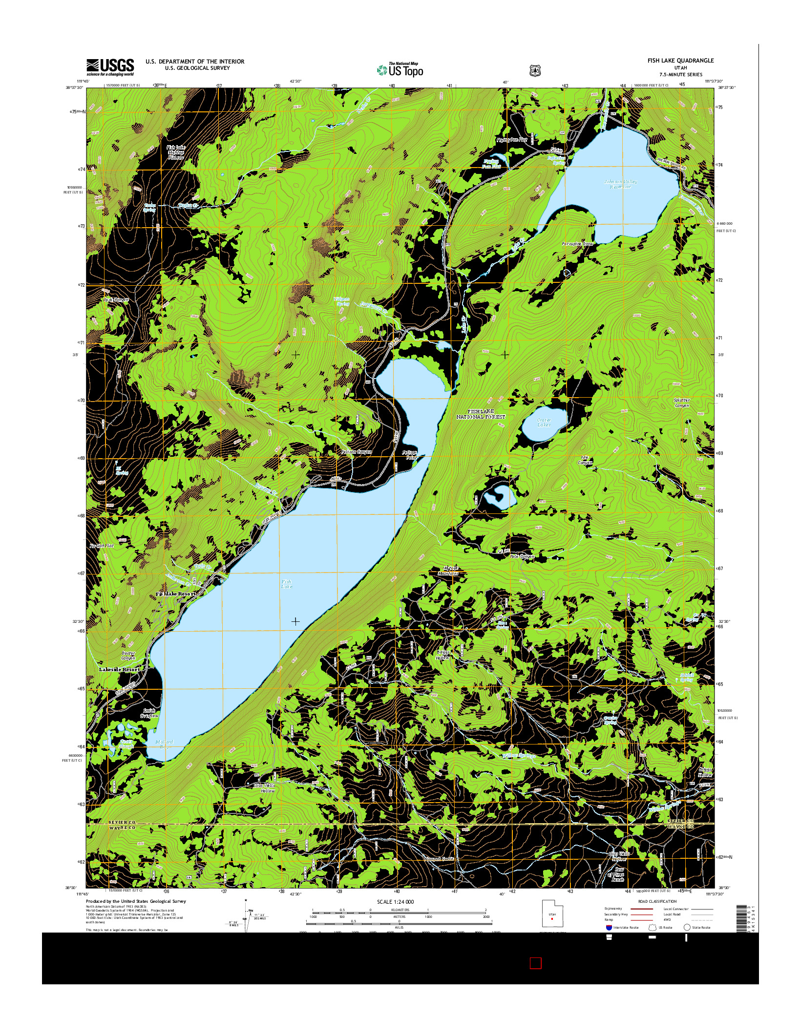 USGS US TOPO 7.5-MINUTE MAP FOR FISH LAKE, UT 2014