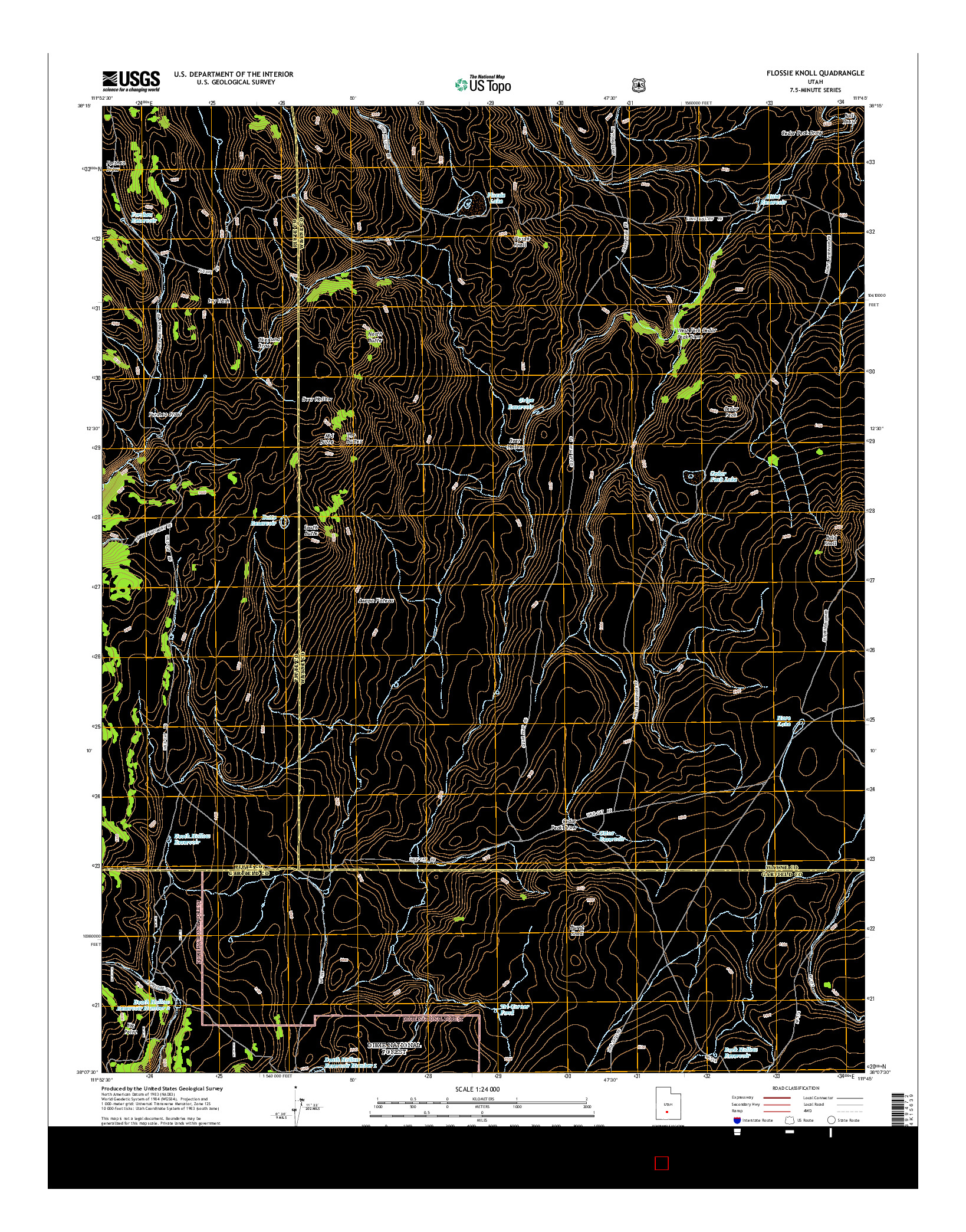 USGS US TOPO 7.5-MINUTE MAP FOR FLOSSIE KNOLL, UT 2014