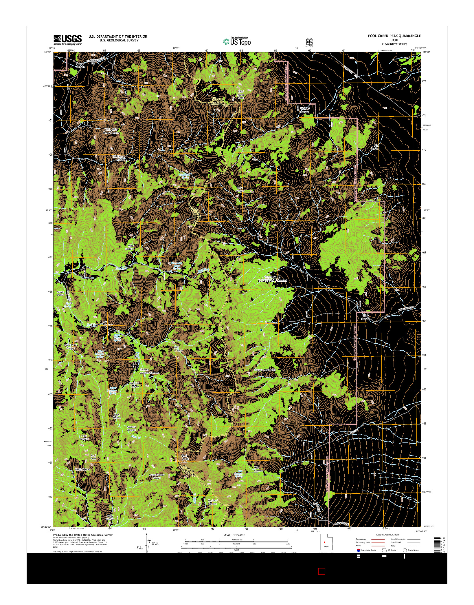 USGS US TOPO 7.5-MINUTE MAP FOR FOOL CREEK PEAK, UT 2014