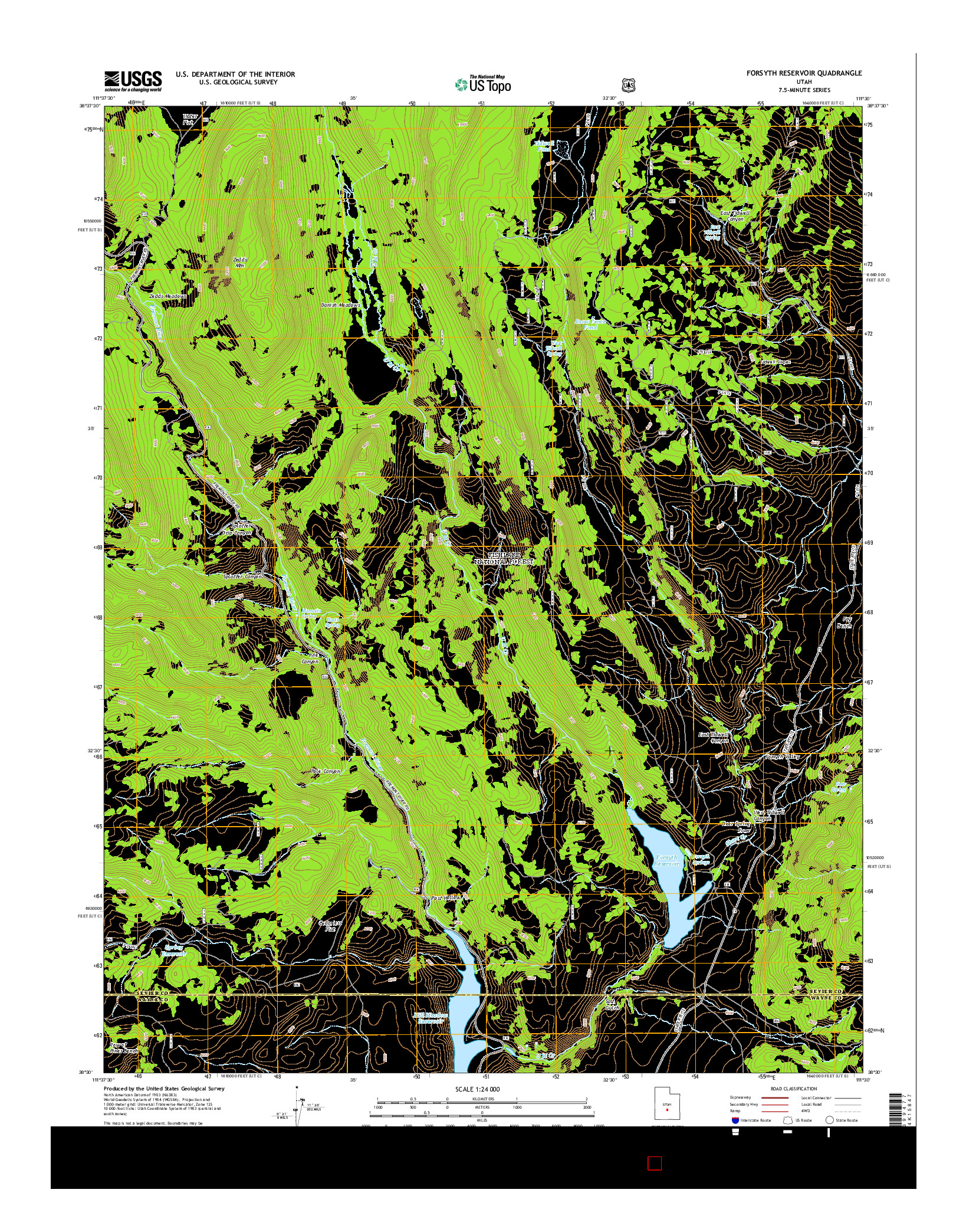 USGS US TOPO 7.5-MINUTE MAP FOR FORSYTH RESERVOIR, UT 2014