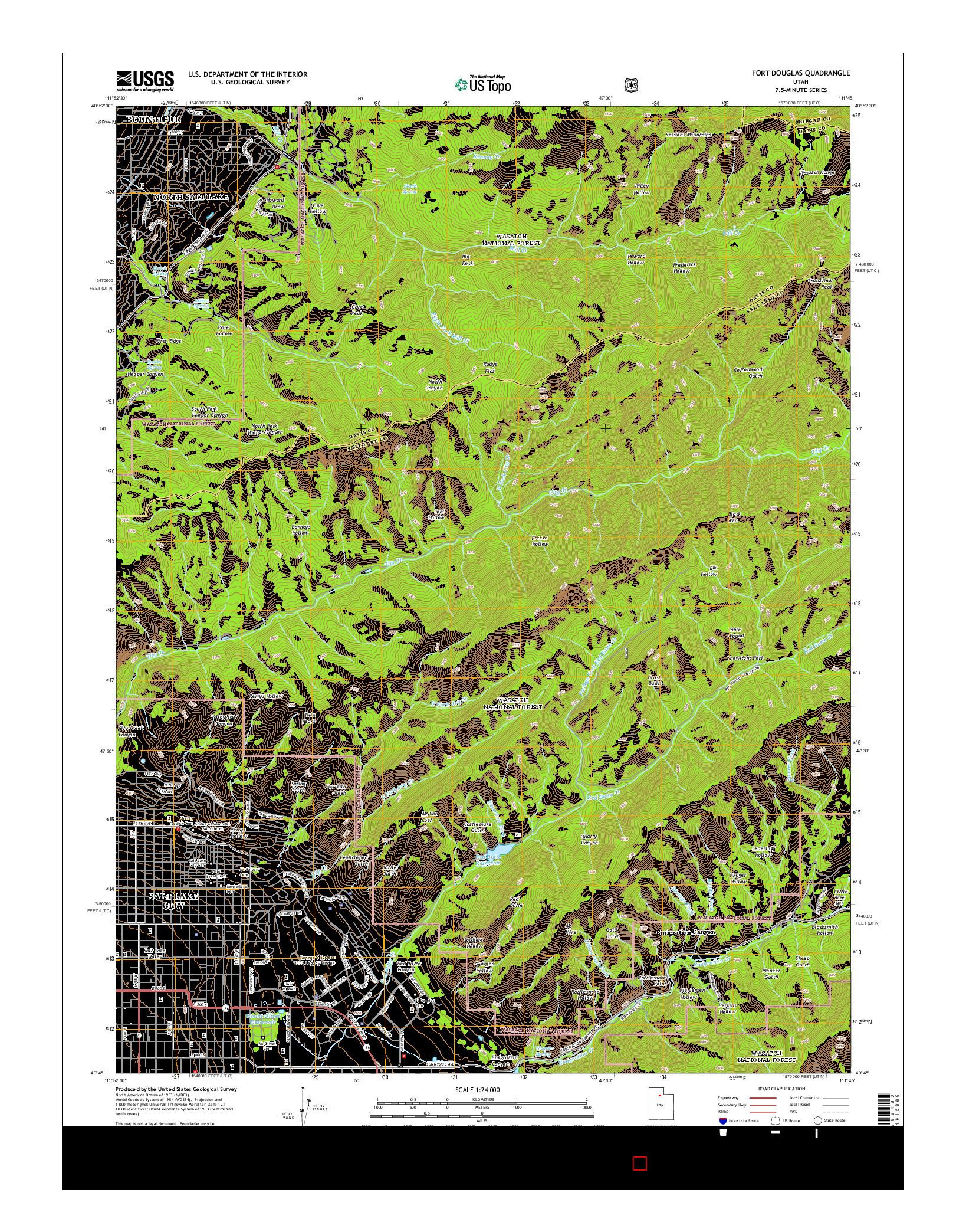 USGS US TOPO 7.5-MINUTE MAP FOR FORT DOUGLAS, UT 2014