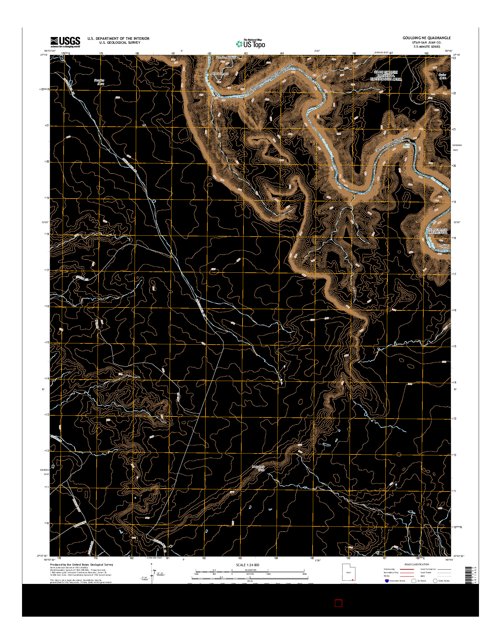 USGS US TOPO 7.5-MINUTE MAP FOR GOULDING NE, UT 2014