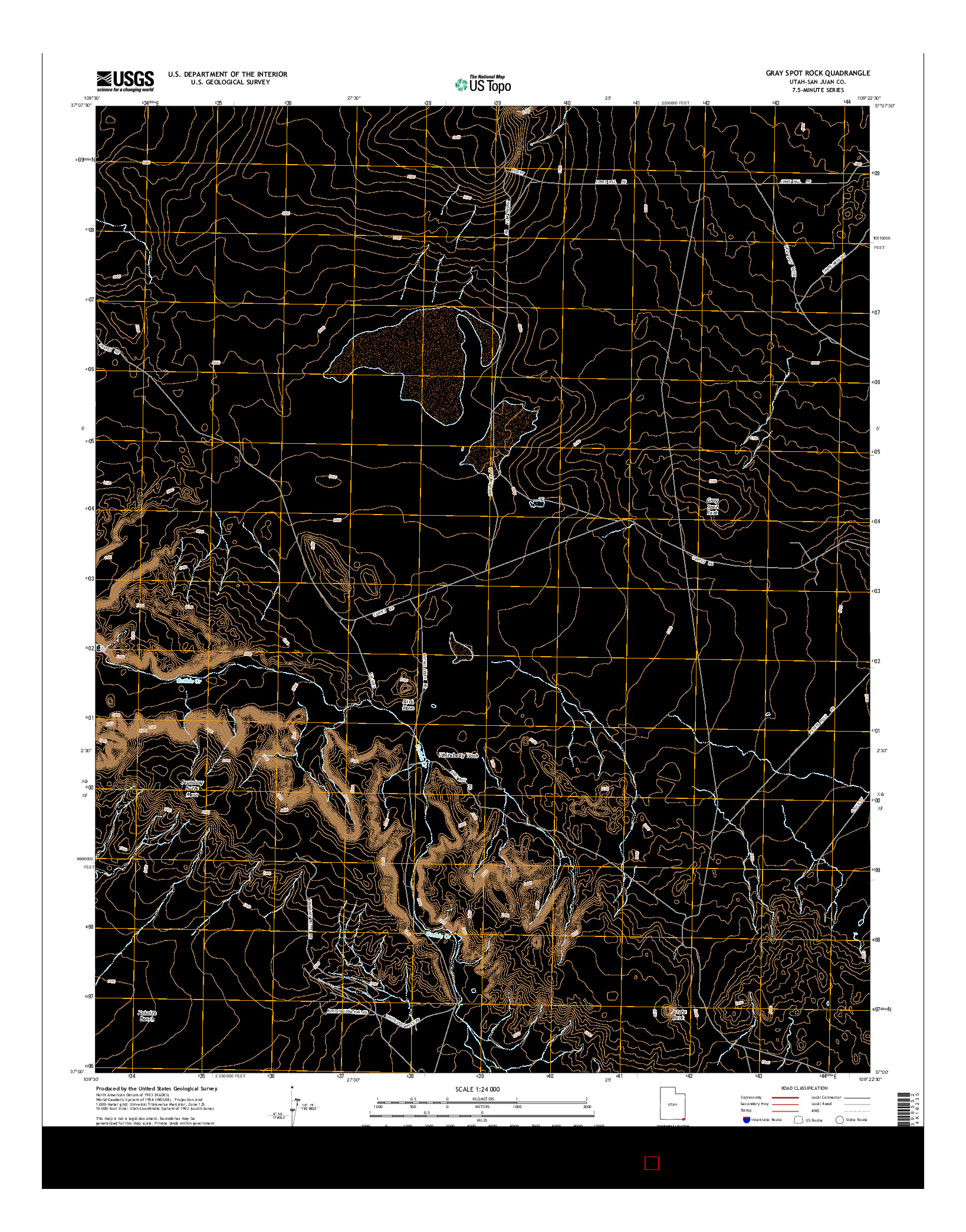 USGS US TOPO 7.5-MINUTE MAP FOR GRAY SPOT ROCK, UT 2014