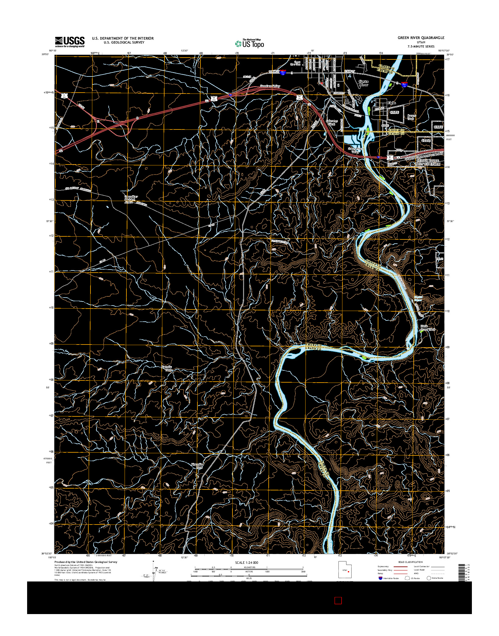 USGS US TOPO 7.5-MINUTE MAP FOR GREEN RIVER, UT 2014