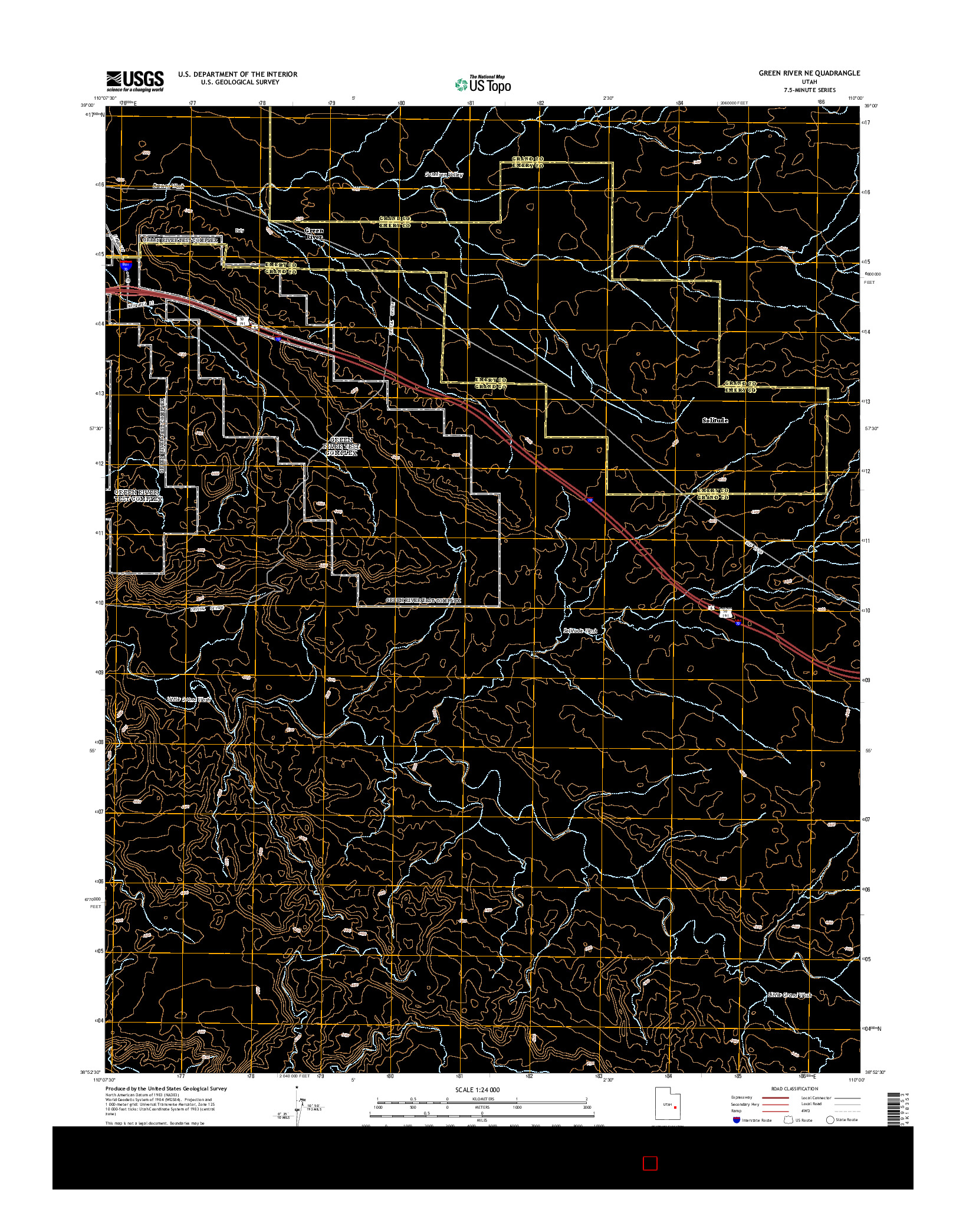 USGS US TOPO 7.5-MINUTE MAP FOR GREEN RIVER NE, UT 2014