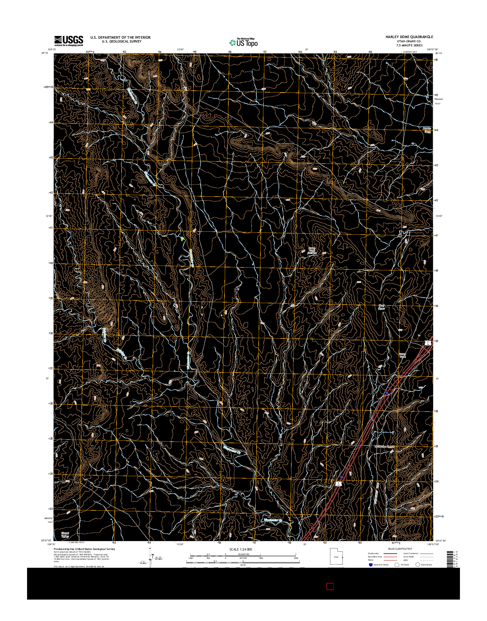 USGS US TOPO 7.5-MINUTE MAP FOR HARLEY DOME, UT 2014