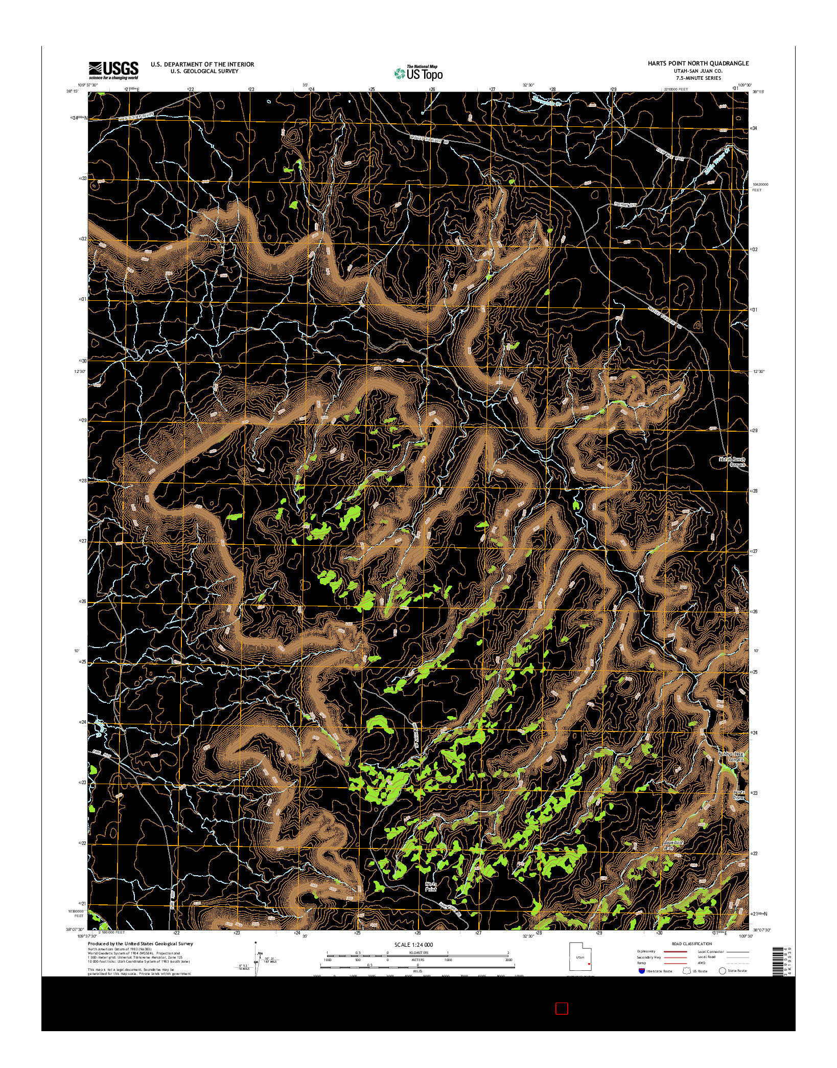 USGS US TOPO 7.5-MINUTE MAP FOR HARTS POINT NORTH, UT 2014