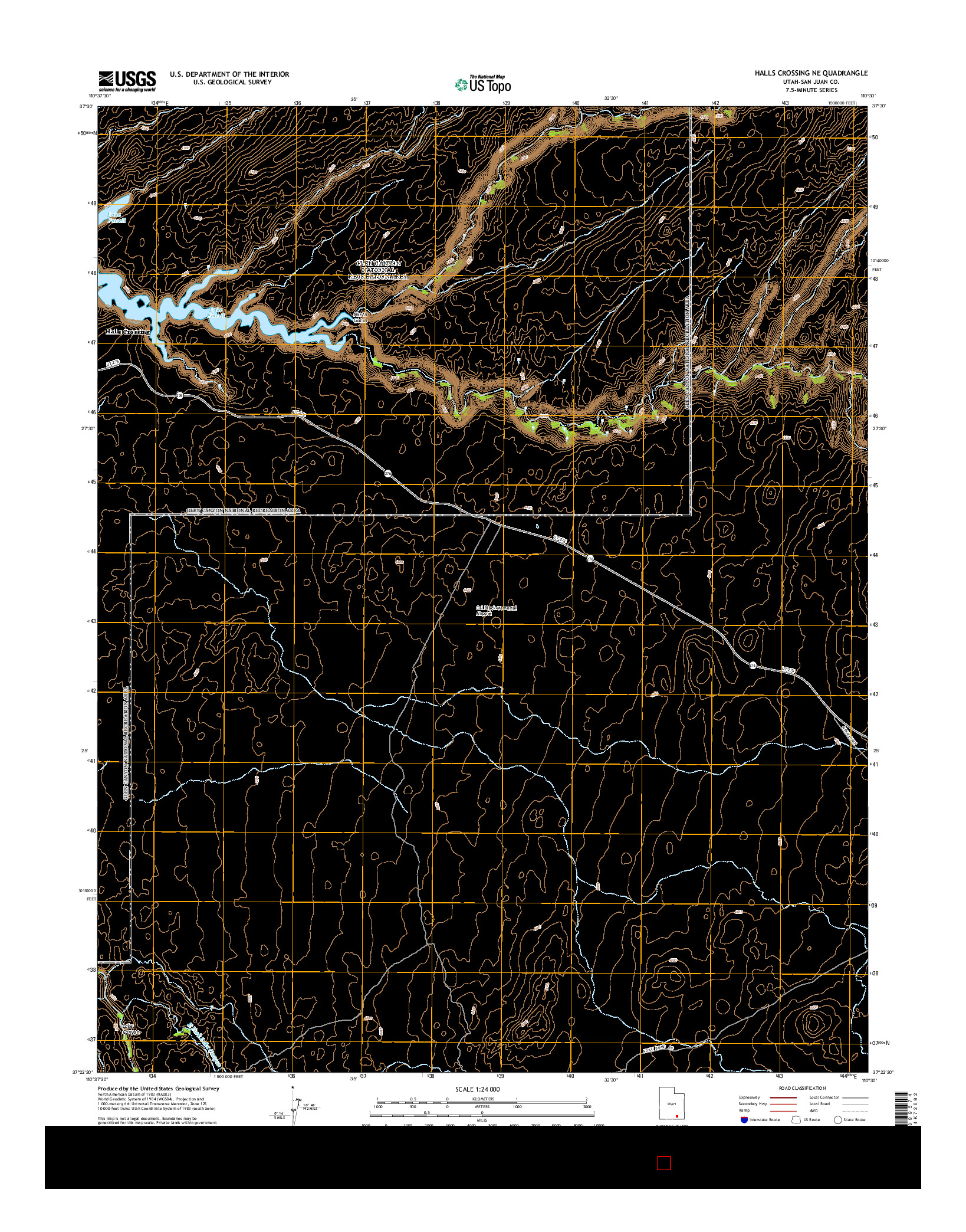 USGS US TOPO 7.5-MINUTE MAP FOR HALLS CROSSING NE, UT 2014