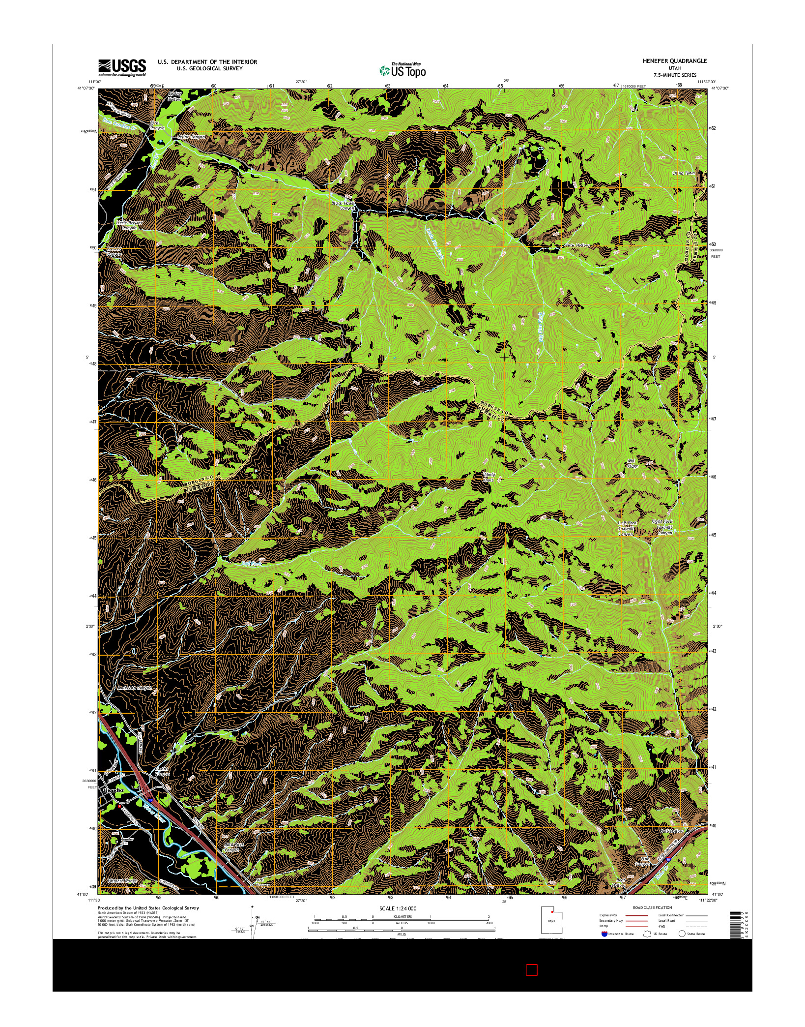 USGS US TOPO 7.5-MINUTE MAP FOR HENEFER, UT 2014