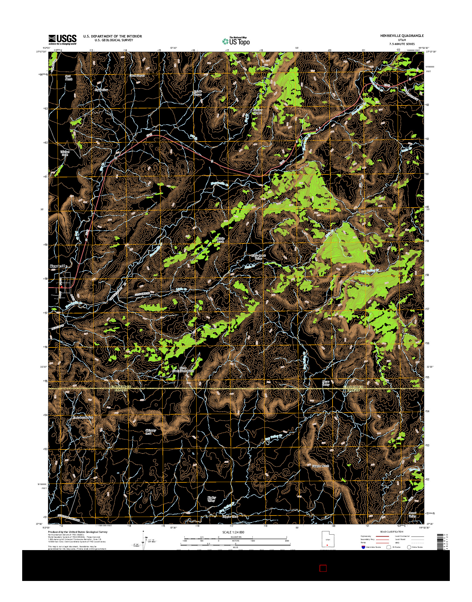 USGS US TOPO 7.5-MINUTE MAP FOR HENRIEVILLE, UT 2014