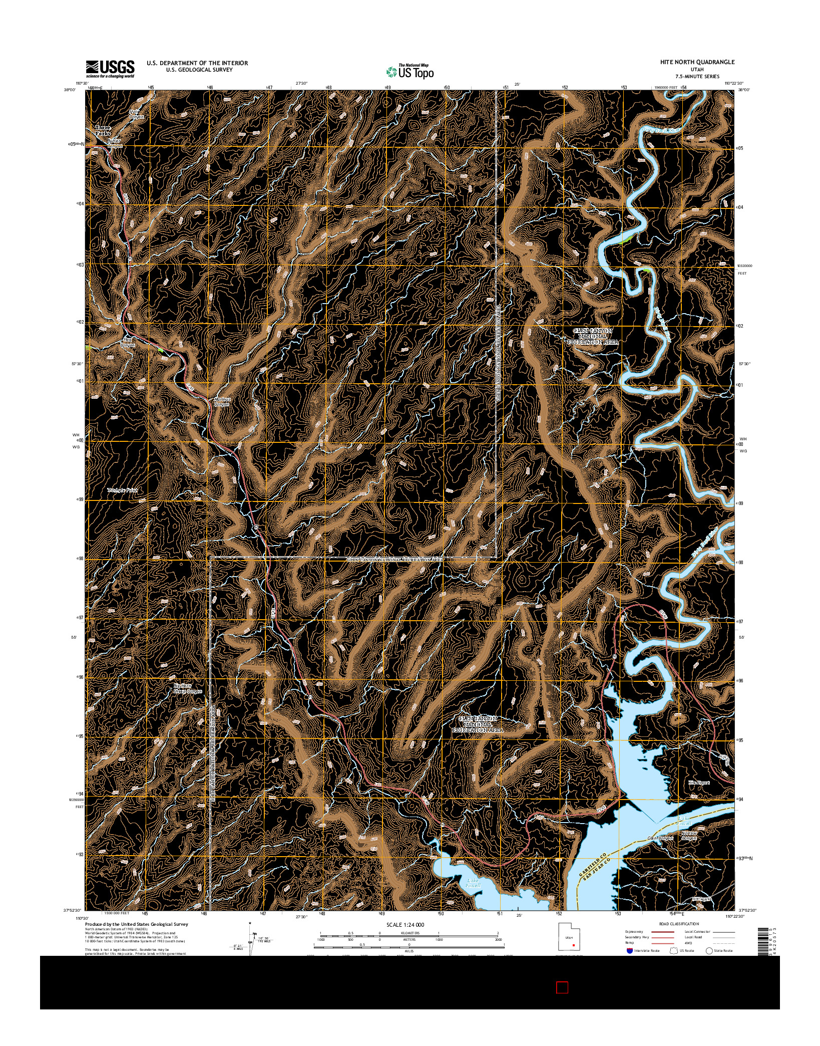 USGS US TOPO 7.5-MINUTE MAP FOR HITE NORTH, UT 2014
