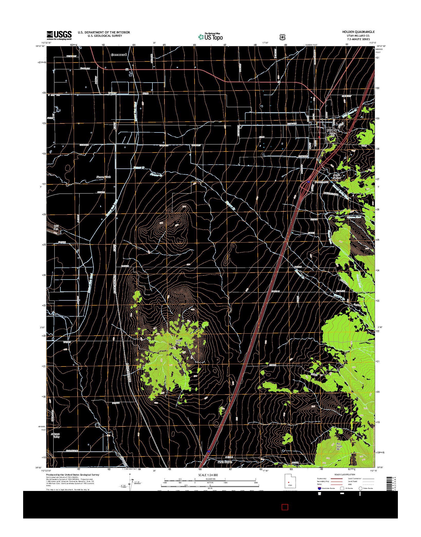 USGS US TOPO 7.5-MINUTE MAP FOR HOLDEN, UT 2014
