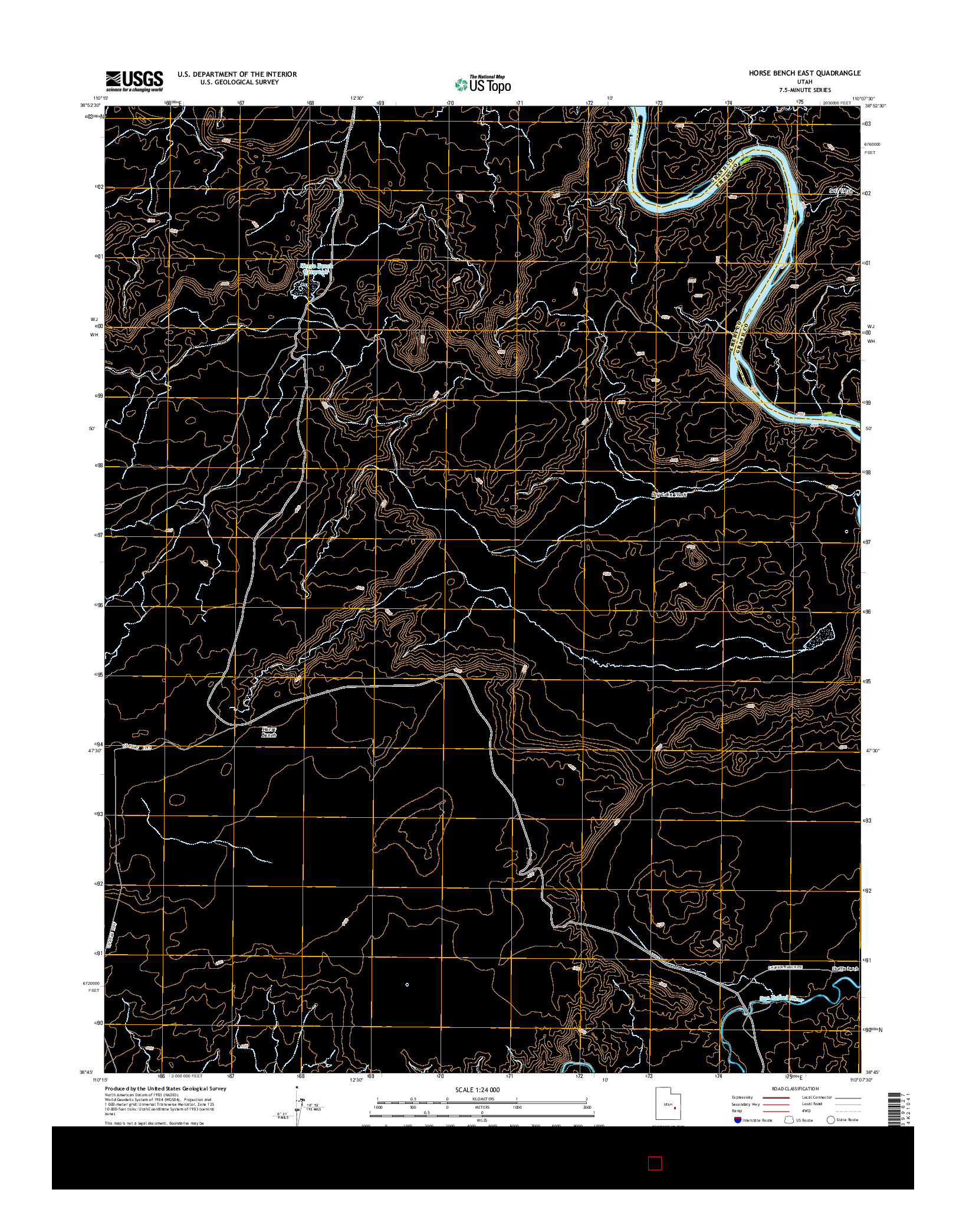 USGS US TOPO 7.5-MINUTE MAP FOR HORSE BENCH EAST, UT 2014