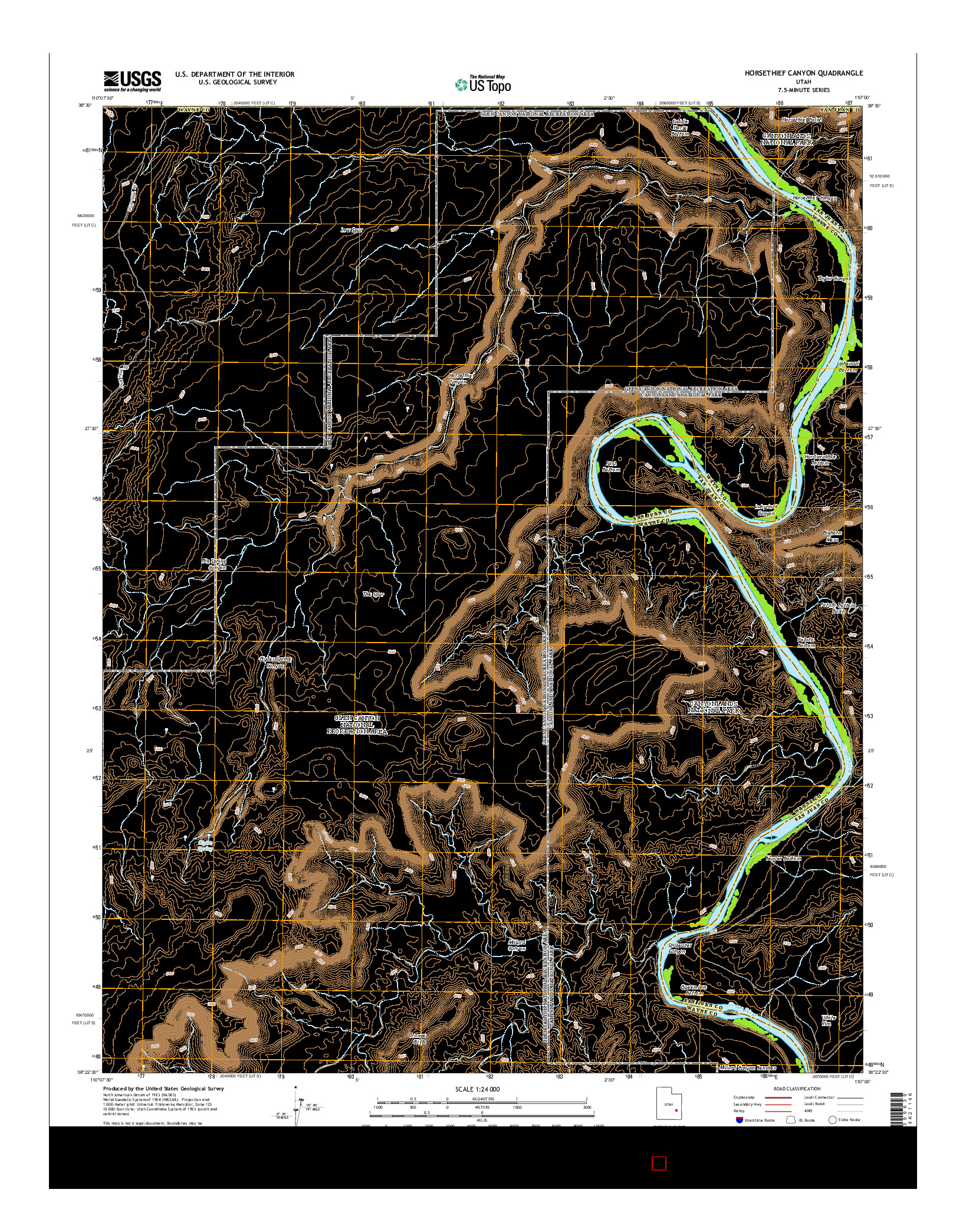 USGS US TOPO 7.5-MINUTE MAP FOR HORSETHIEF CANYON, UT 2014