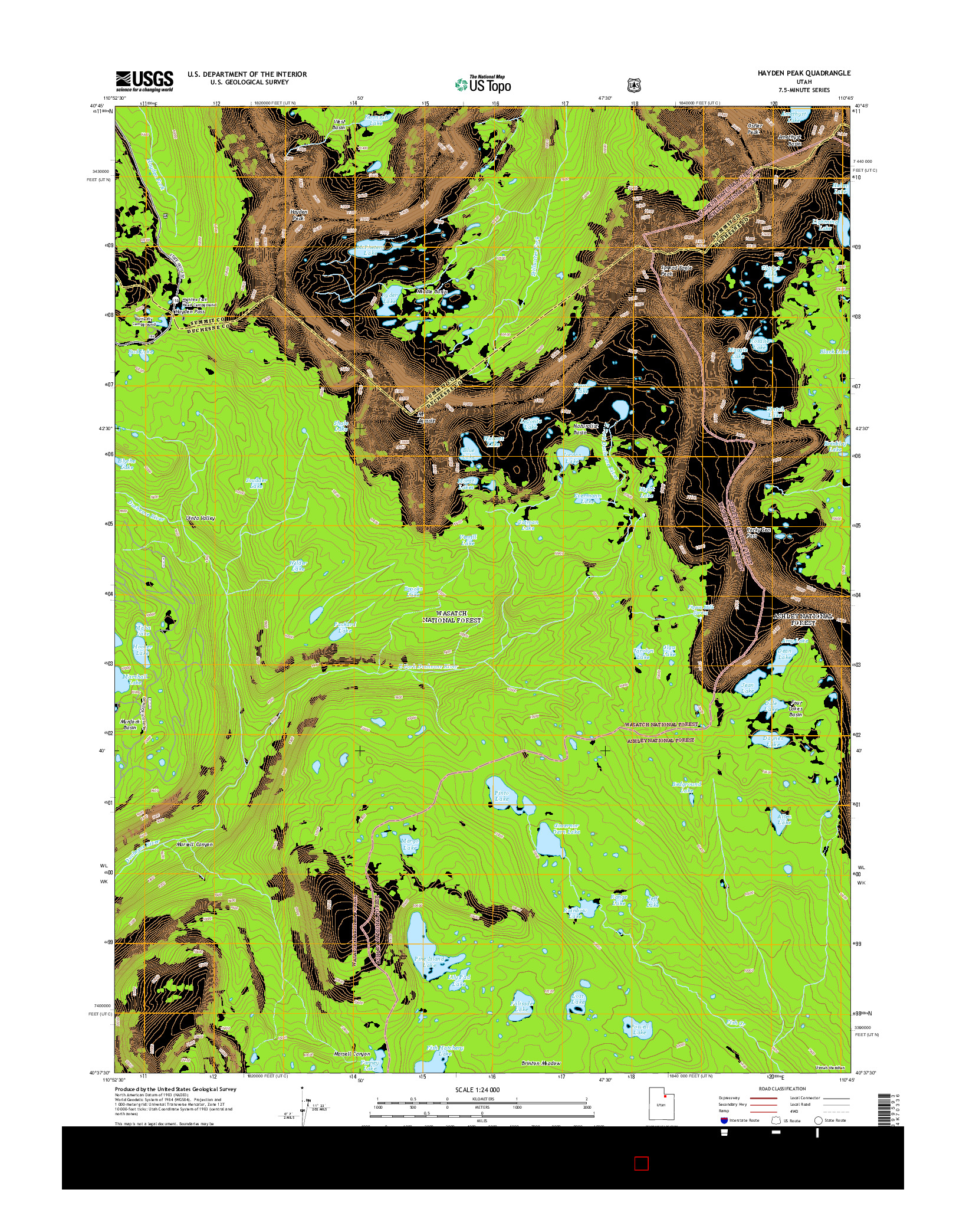 USGS US TOPO 7.5-MINUTE MAP FOR HAYDEN PEAK, UT 2014