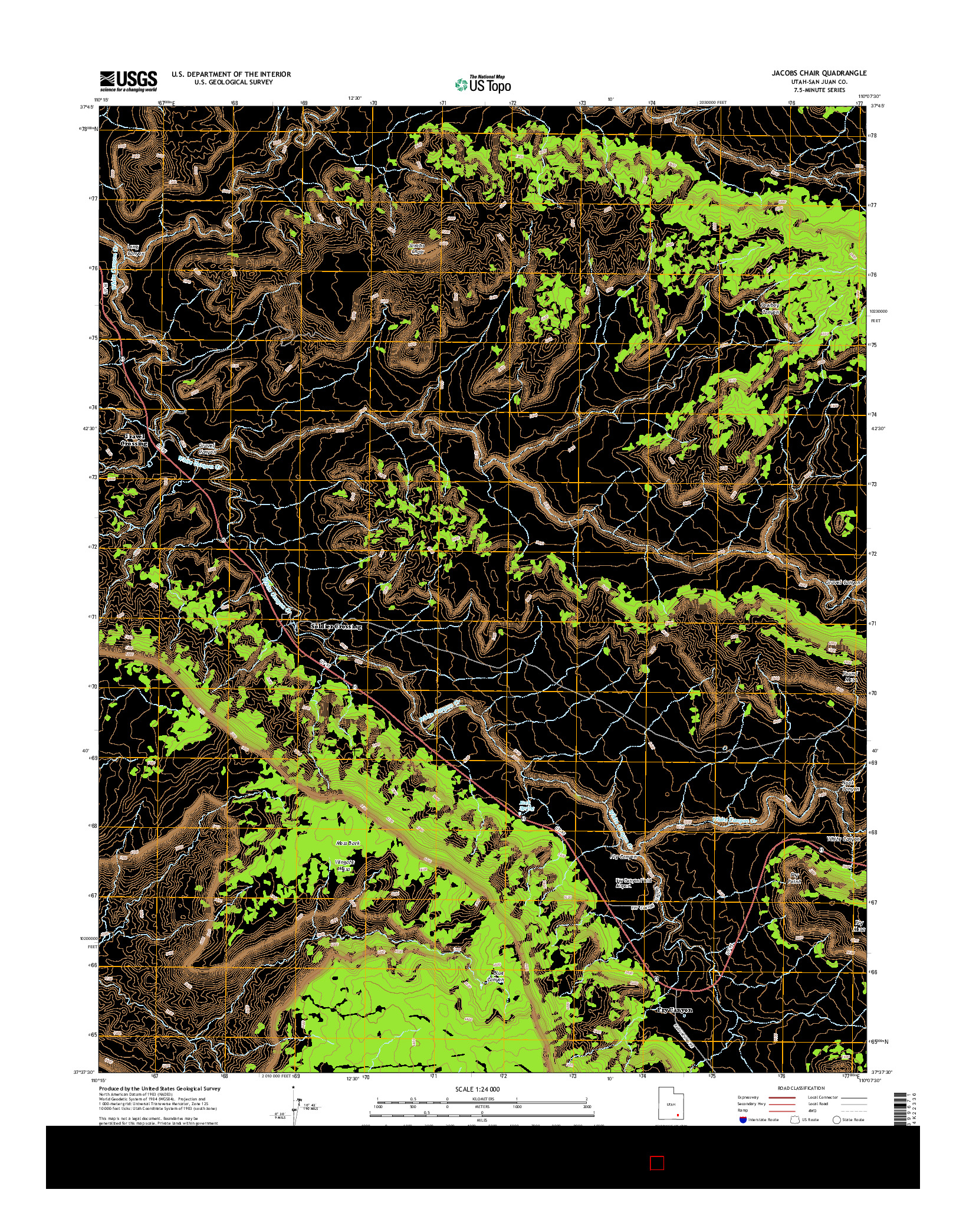 USGS US TOPO 7.5-MINUTE MAP FOR JACOBS CHAIR, UT 2014