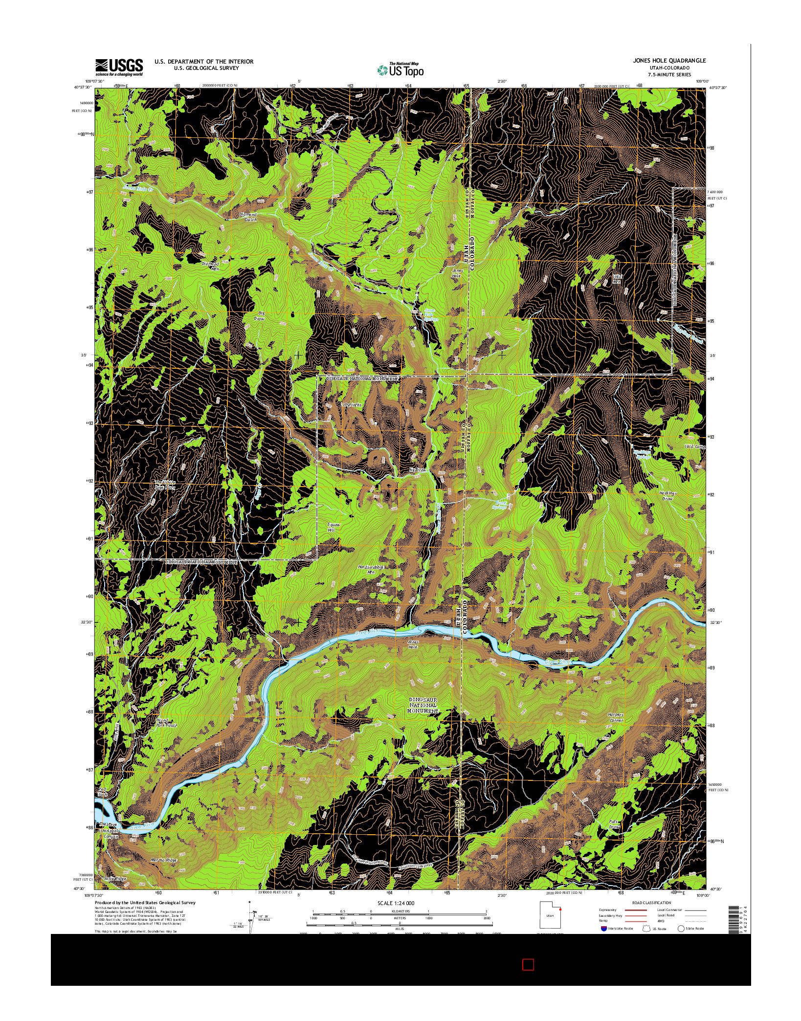 USGS US TOPO 7.5-MINUTE MAP FOR JONES HOLE, UT-CO 2014