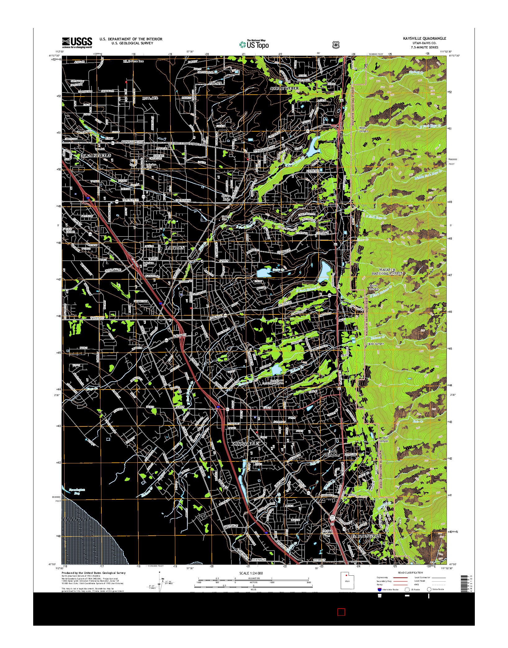USGS US TOPO 7.5-MINUTE MAP FOR KAYSVILLE, UT 2014