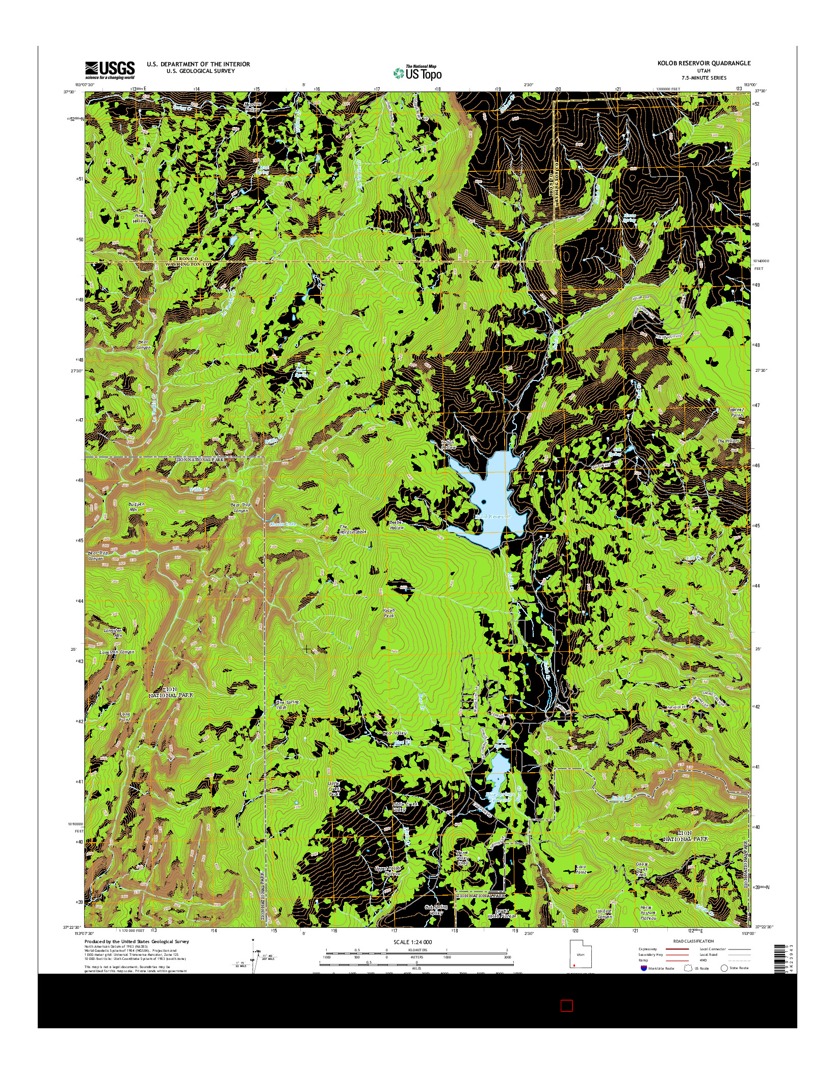 USGS US TOPO 7.5-MINUTE MAP FOR KOLOB RESERVOIR, UT 2014