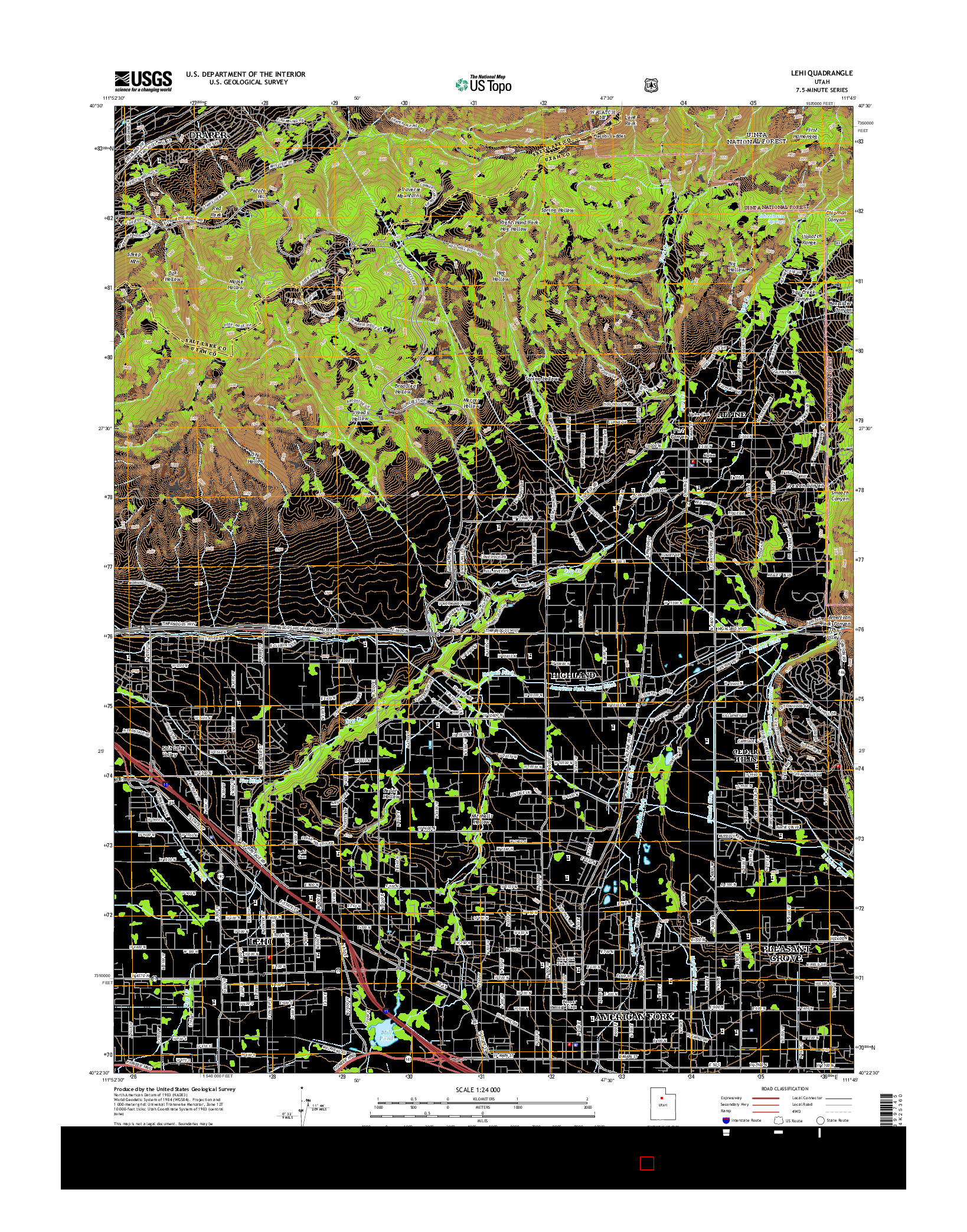 USGS US TOPO 7.5-MINUTE MAP FOR LEHI, UT 2014